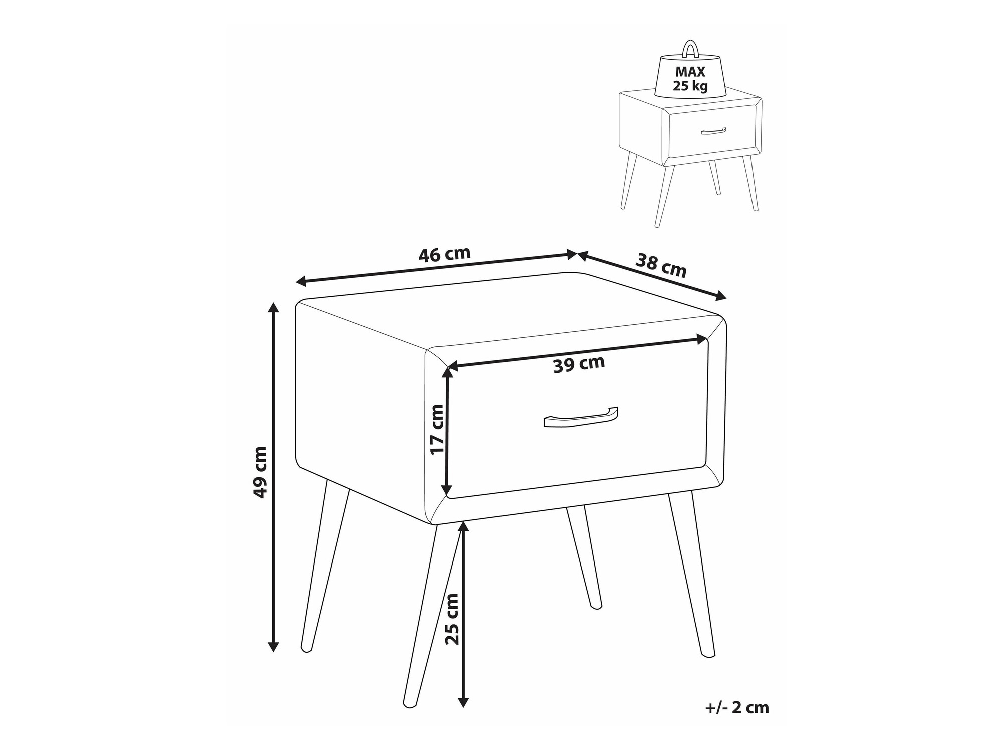 Noćni ormarić Berwyn 2590 (Svijetlo siva)
