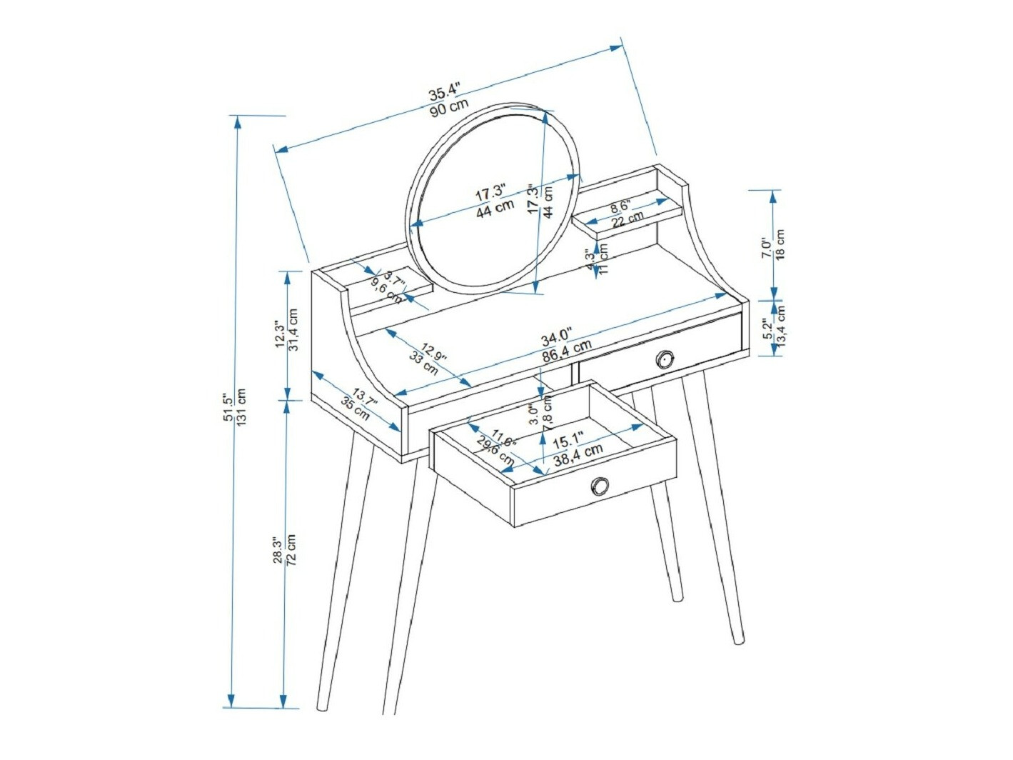 Toaletni stolić Kailua 2465