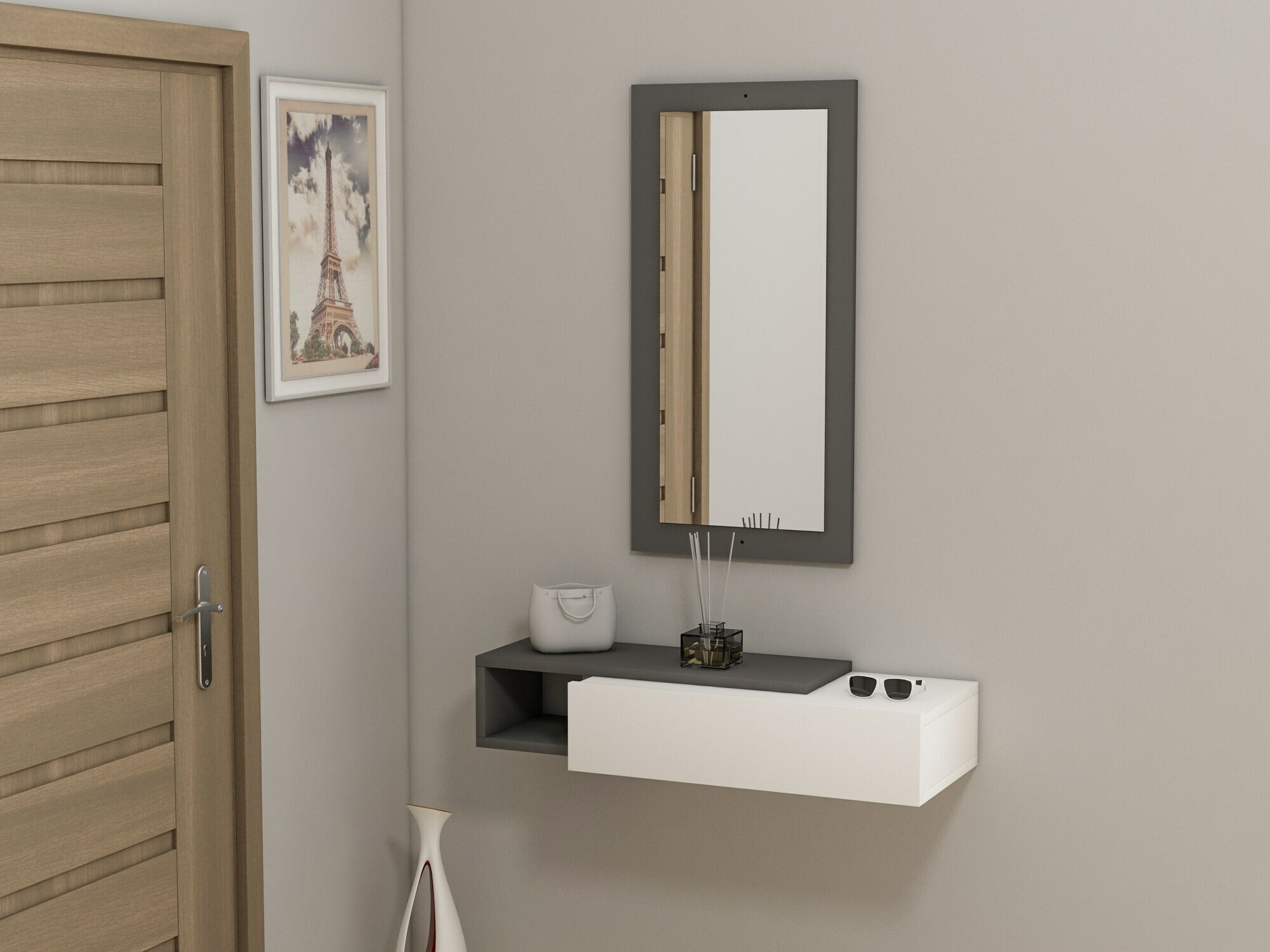 Toaletni stolić Kailua 2466 (Bijela + Antracit)