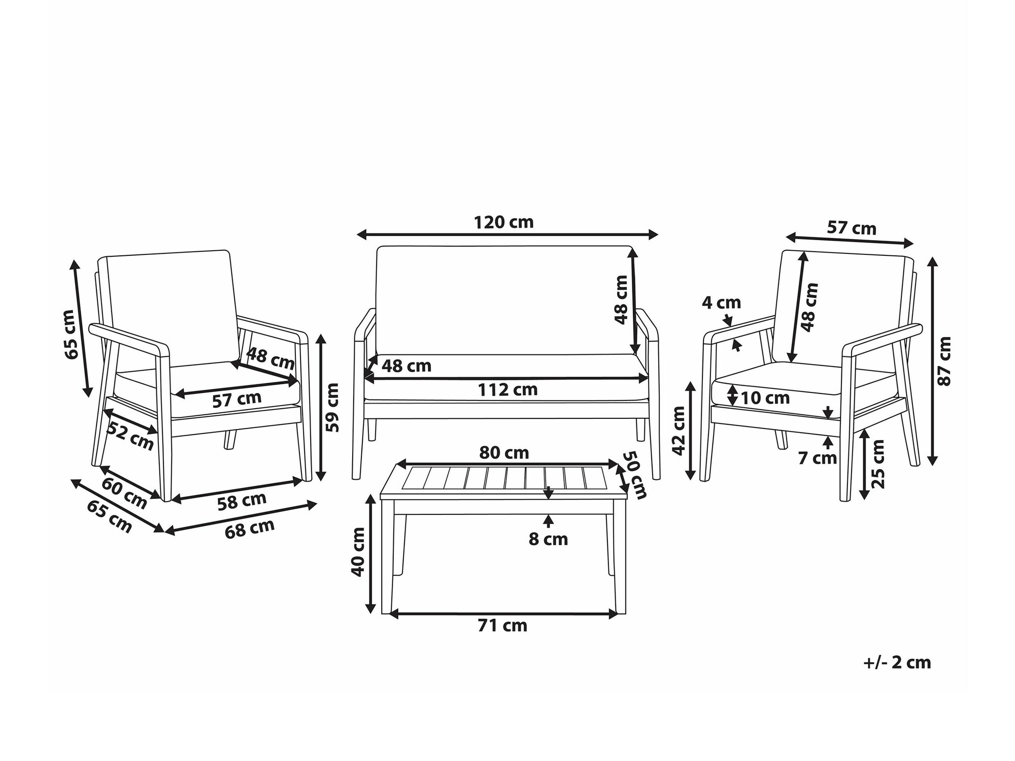 Vrtni namještaj Berwyn 2592 (Svijetlo drvo + Tamno sivo)