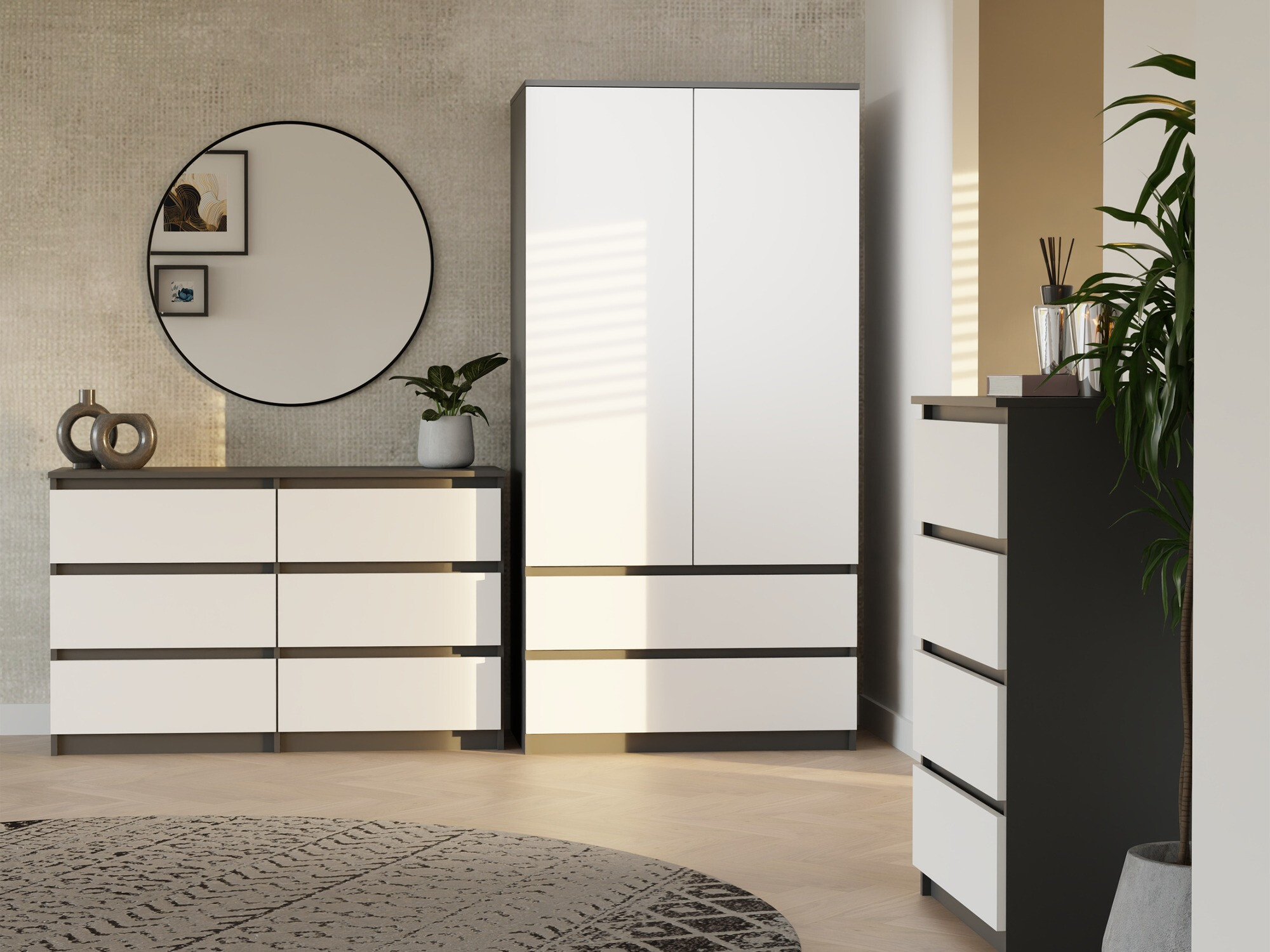 Komoda Elbvelu 103 (Antracit + Bijela)