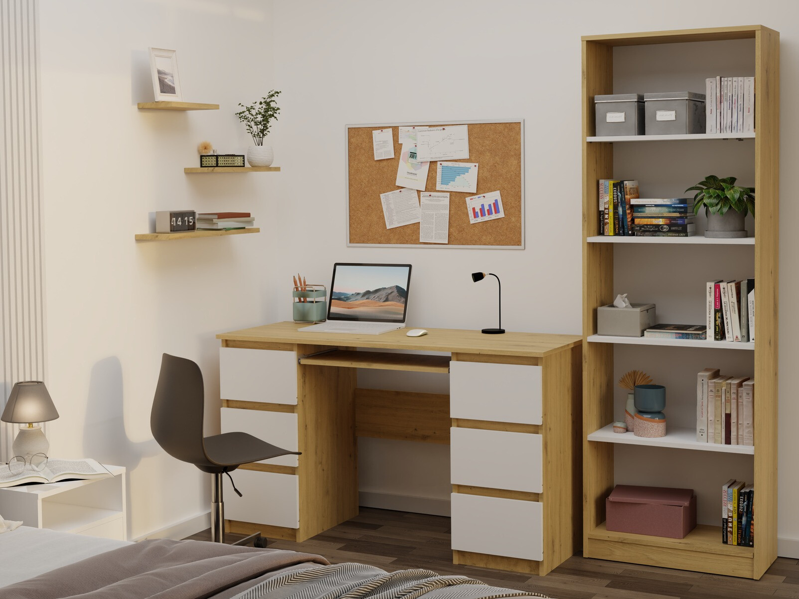 Polica Mandeville 191 (Artisan hrast + Bijela)