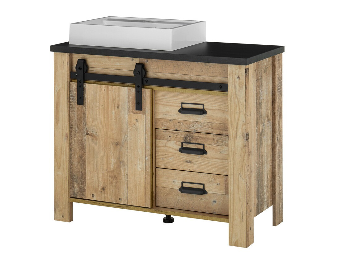 Samostojeći kupaonski ormarić za umivaonik Cirtale 133 (Starinsko drvo + Antracit)