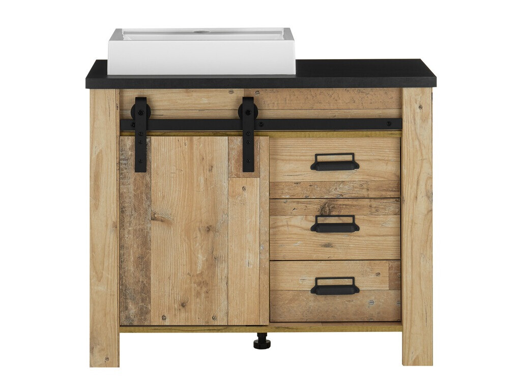 Samostojeći kupaonski ormarić za umivaonik Cirtale 133 (Starinsko drvo + Antracit)