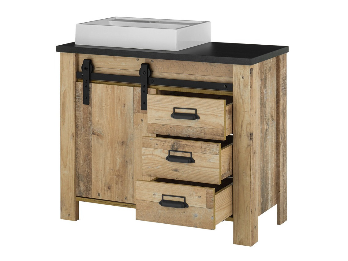 Samostojeći kupaonski ormarić za umivaonik Cirtale 133 (Starinsko drvo + Antracit)