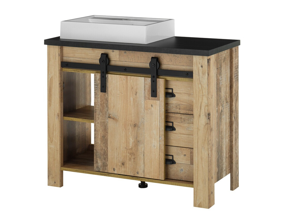 Samostojeći kupaonski ormarić za umivaonik Cirtale 133 (Starinsko drvo + Antracit)