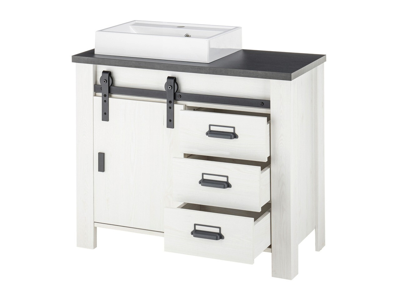 Kupaonski namještaj Cirtale 136 (Izbijeljeni bor + Antracit)