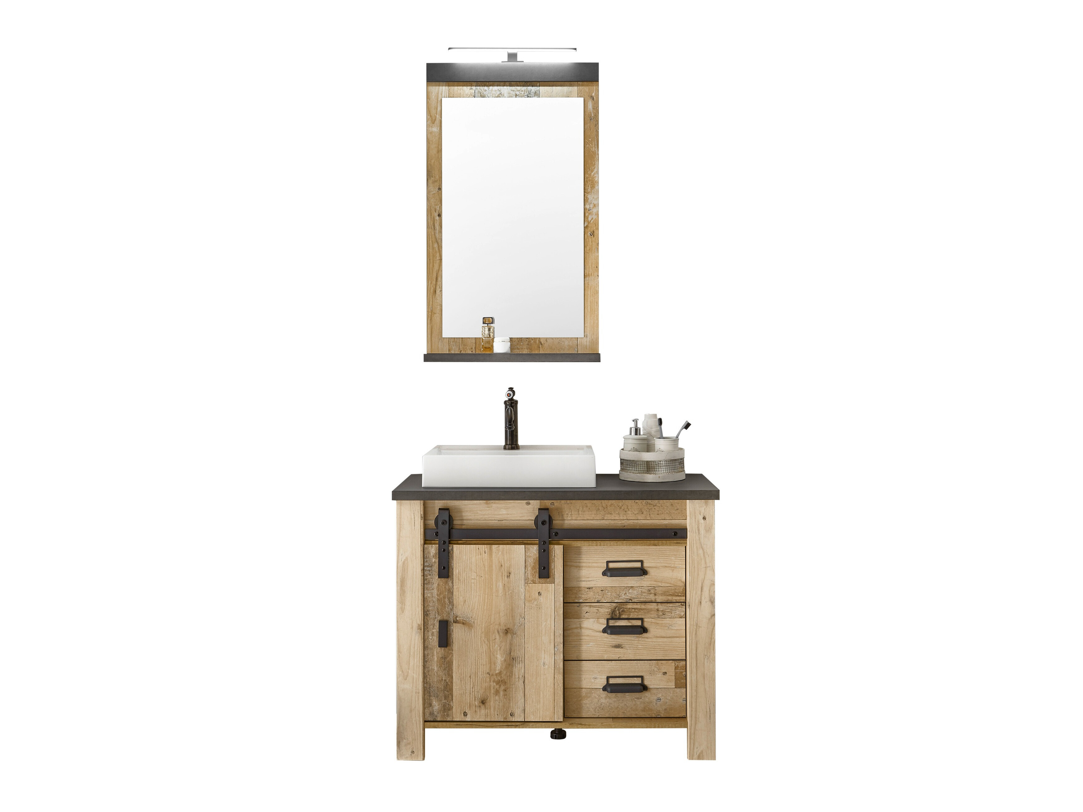 Kupaonski namještaj Cirtale 136 (Ostarjelo drvo + Antracit)