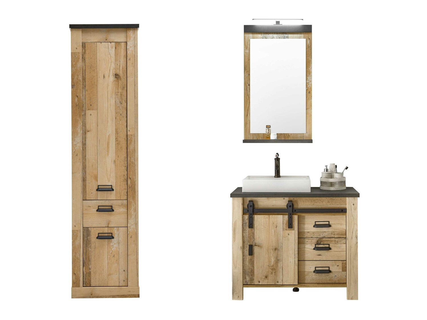 Kupaonski namještaj Cirtale 136 (Starinsko drvo + Antracit)