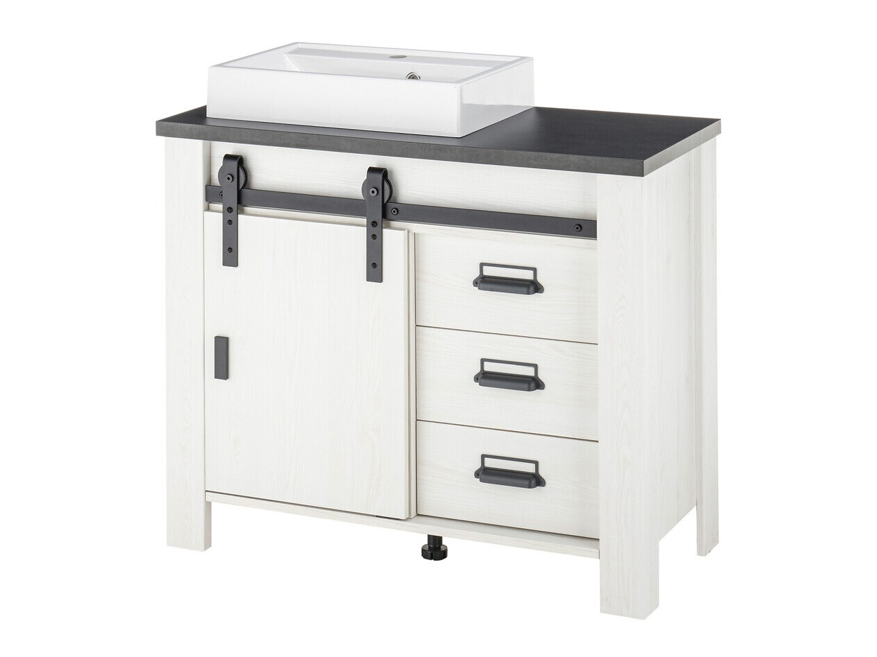 Samostojeći kupaonski ormarić za umivaonik Cirtale 133 (Izbijeljeni bor + Antracit)