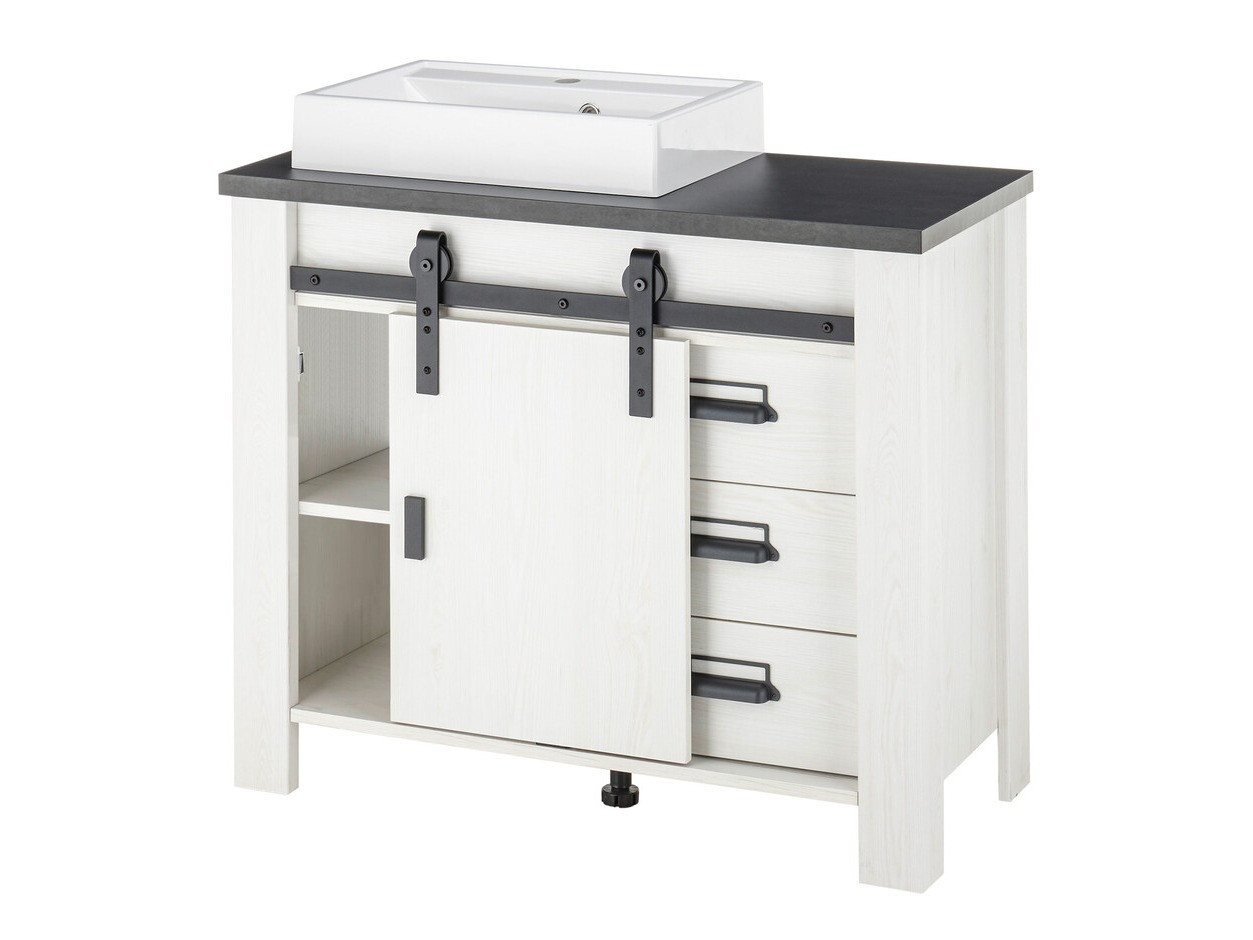 Samostojeći kupaonski ormarić za umivaonik Cirtale 133 (Izbijeljeni bor + Antracit)