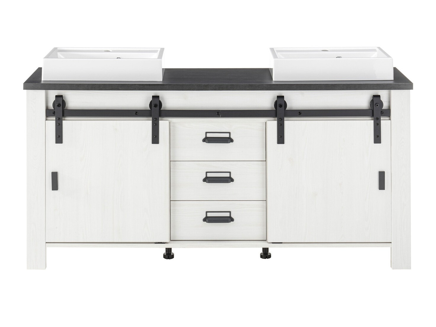 Samostojeći kupaonski ormarić za umivaonik Cirtale 134 (Izbijeljeni bor + Antracit)