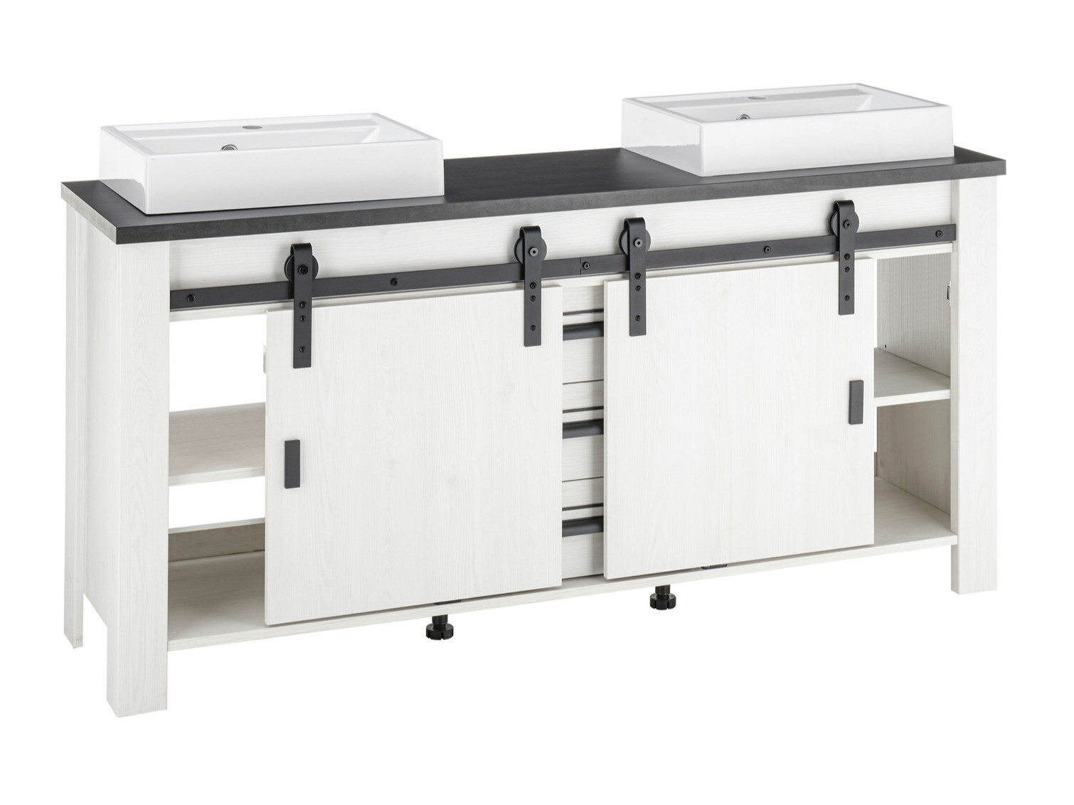 Samostojeći kupaonski ormarić za umivaonik Cirtale 134 (Izbijeljeni bor + Antracit)