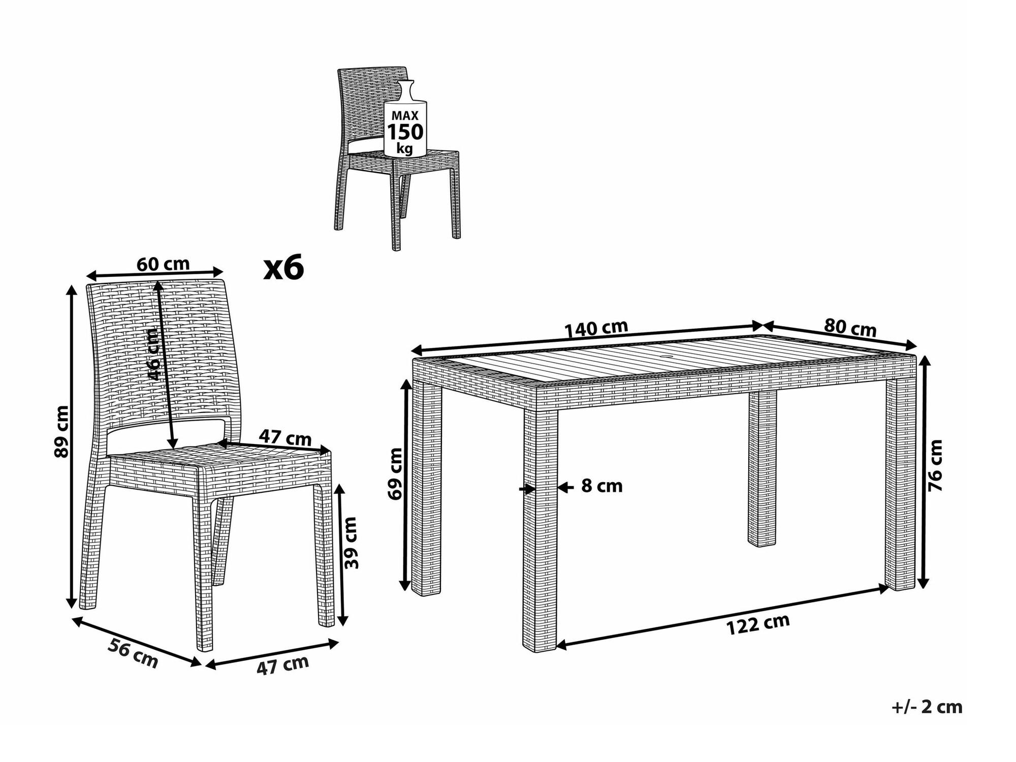 Set stola i stolica Berwyn 2607 (Svijetlo siva)