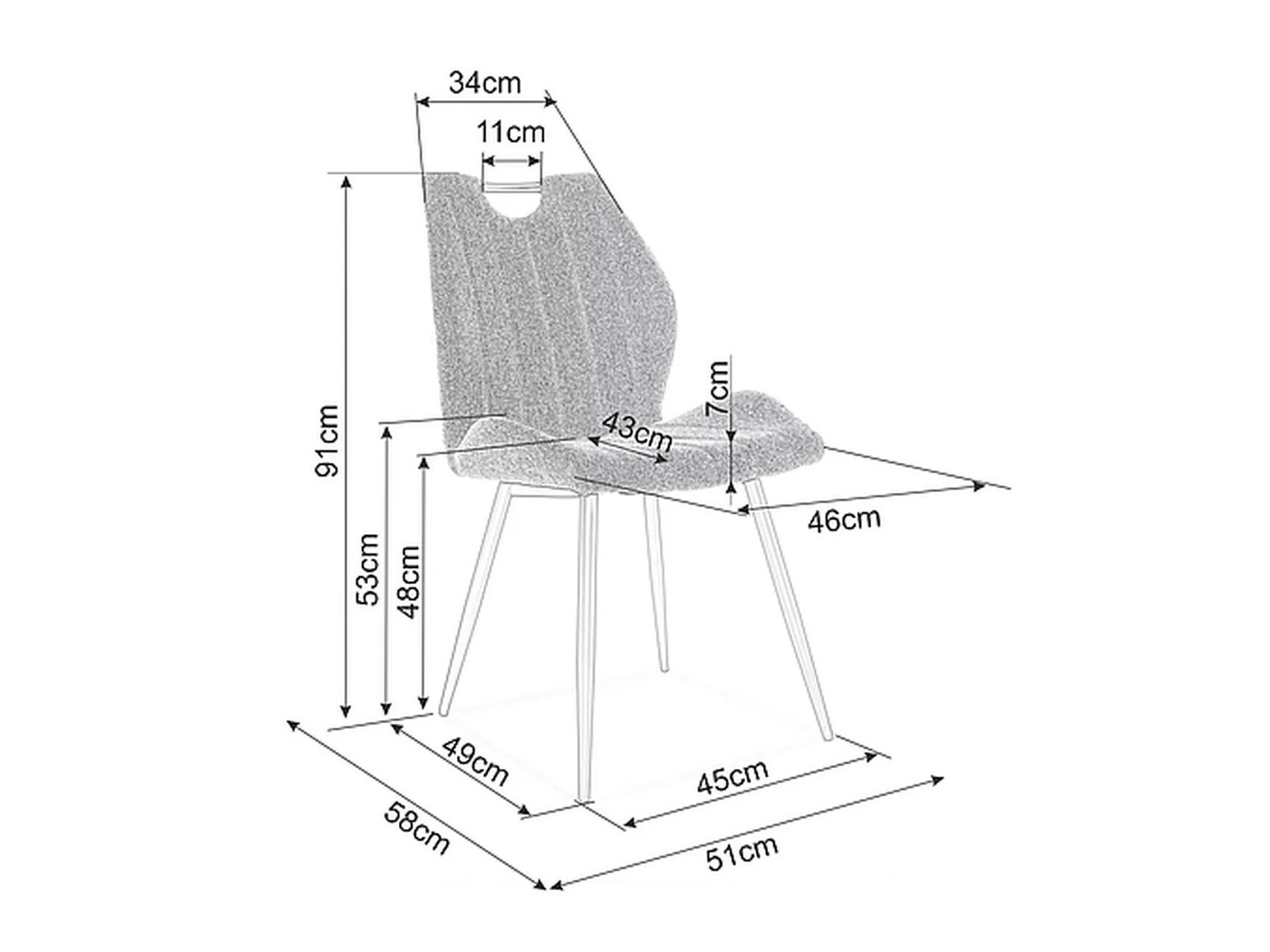 Stolica Detroit 735 (Tamno siva)