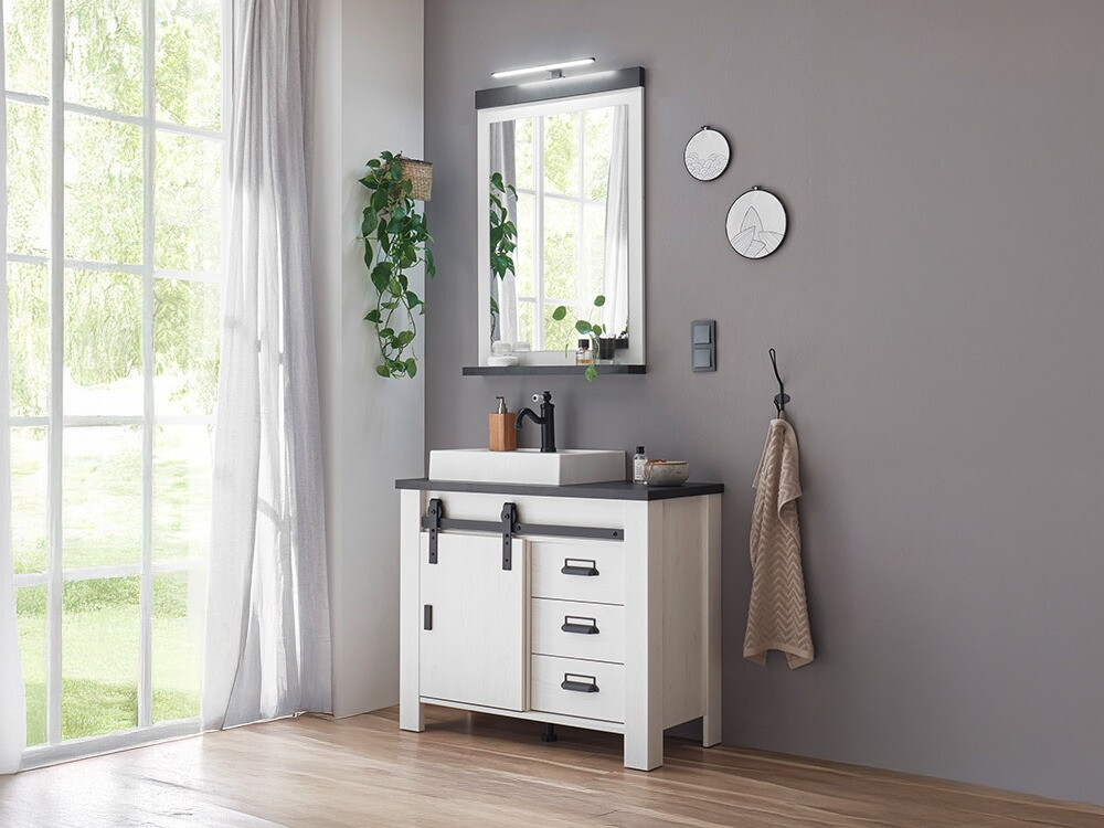 Kupaonski namještaj Cirtale 136 (Izbijeljeni bor + Antracit)