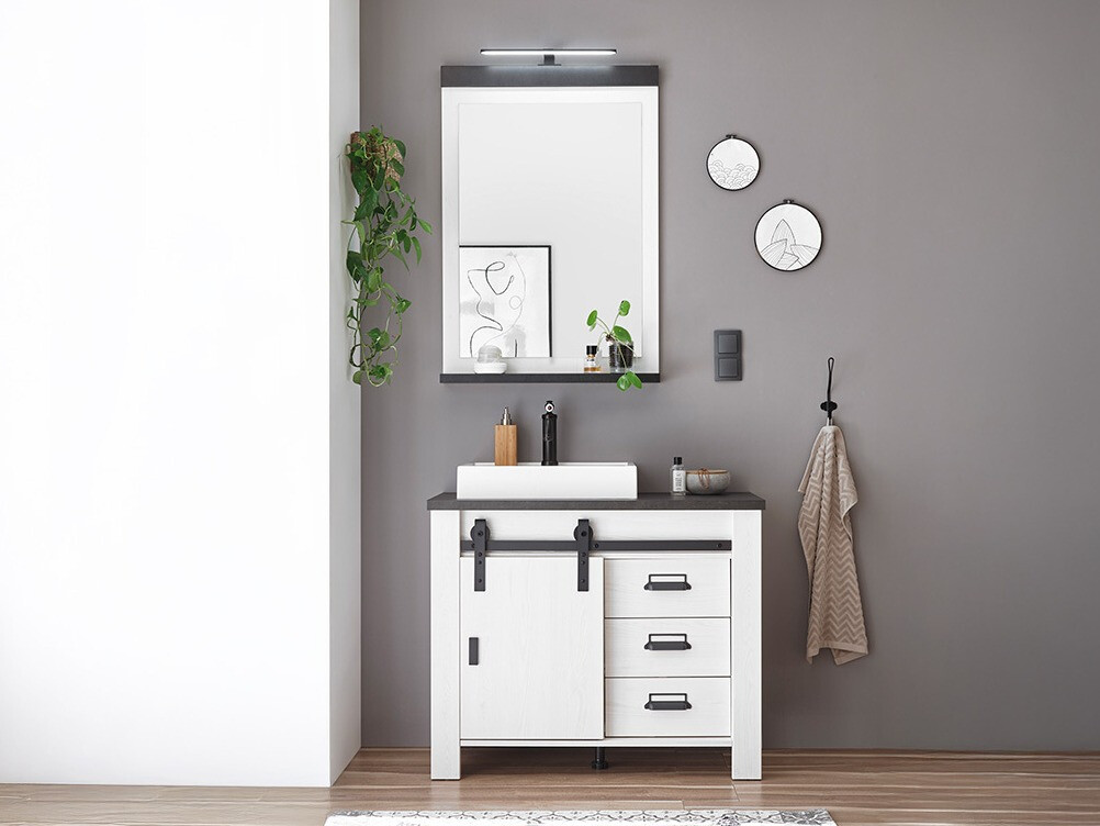 Kupaonski namještaj Cirtale 136 (Izbijeljeni bor + Antracit)