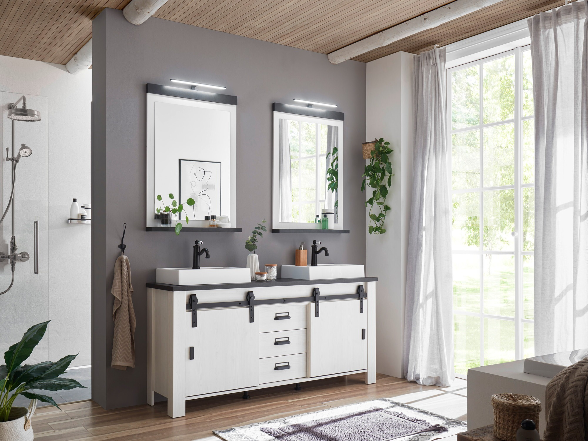 Kupaonski namještaj Cirtale 137 (Izbijeljeni bor + Antracit)