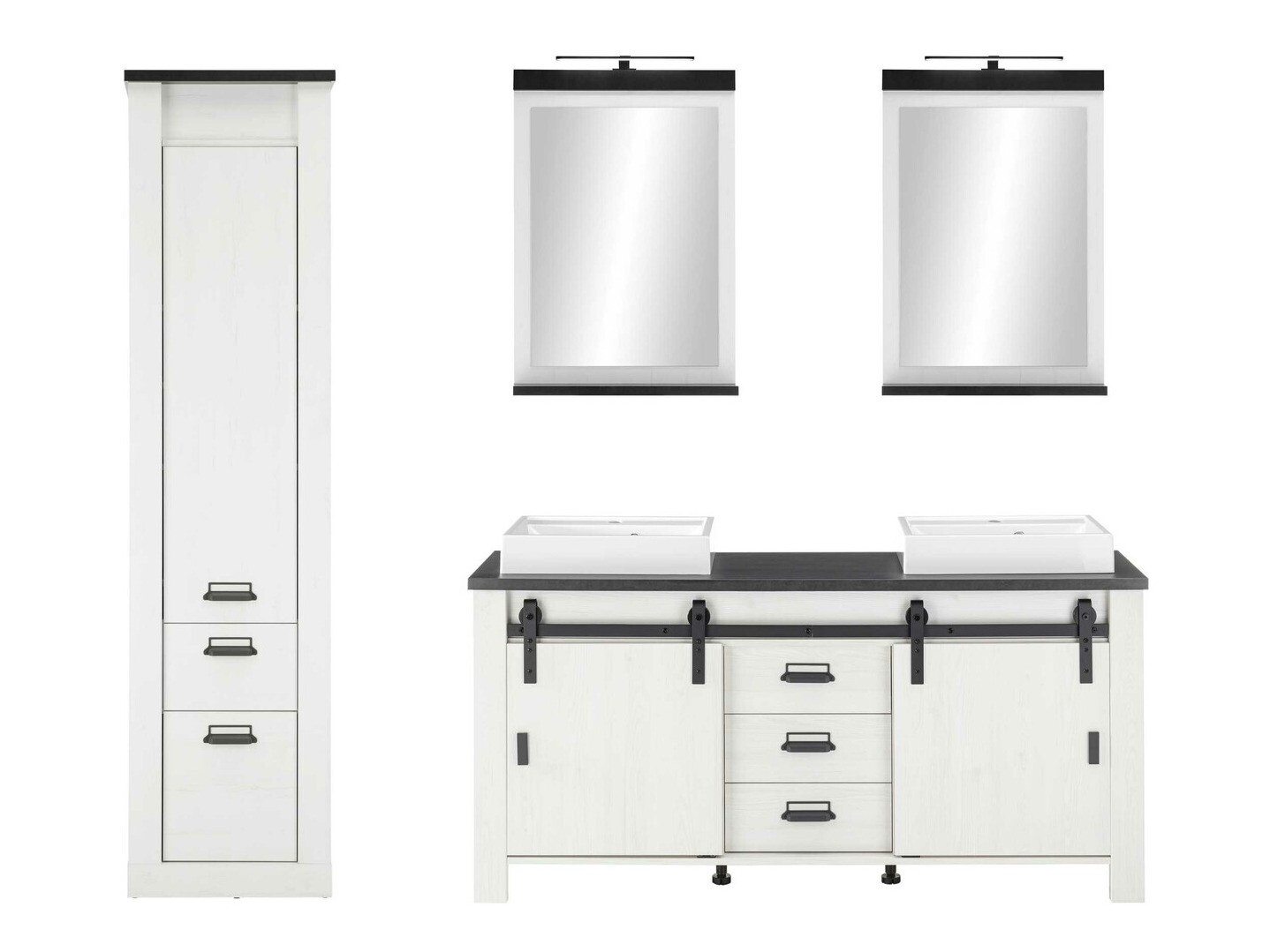 Kupaonski namještaj Cirtale 137 (Izbijeljeni bor + Antracit)