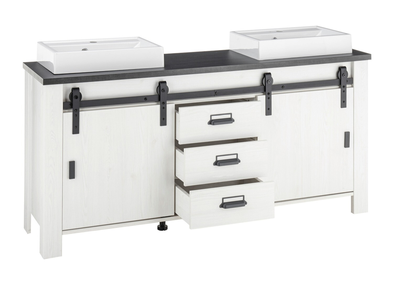 Kupaonski namještaj Cirtale 137 (Izbijeljeni bor + Antracit)