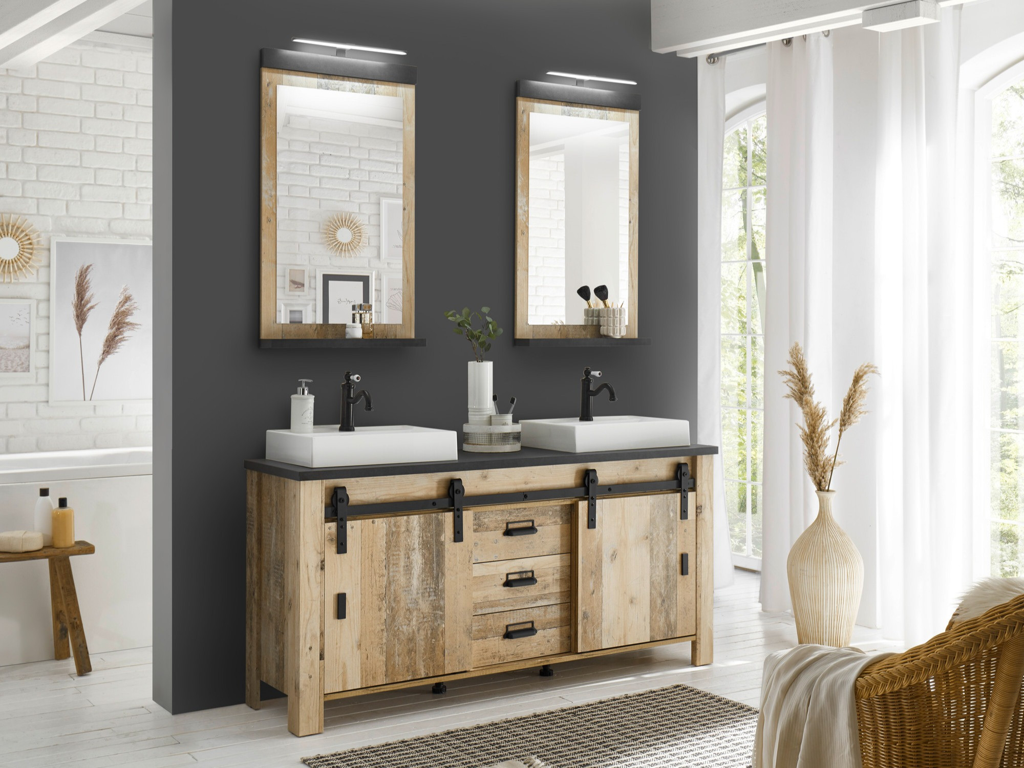 Kupaonski namještaj Cirtale 137 (Ostarjelo drvo + Antracit)