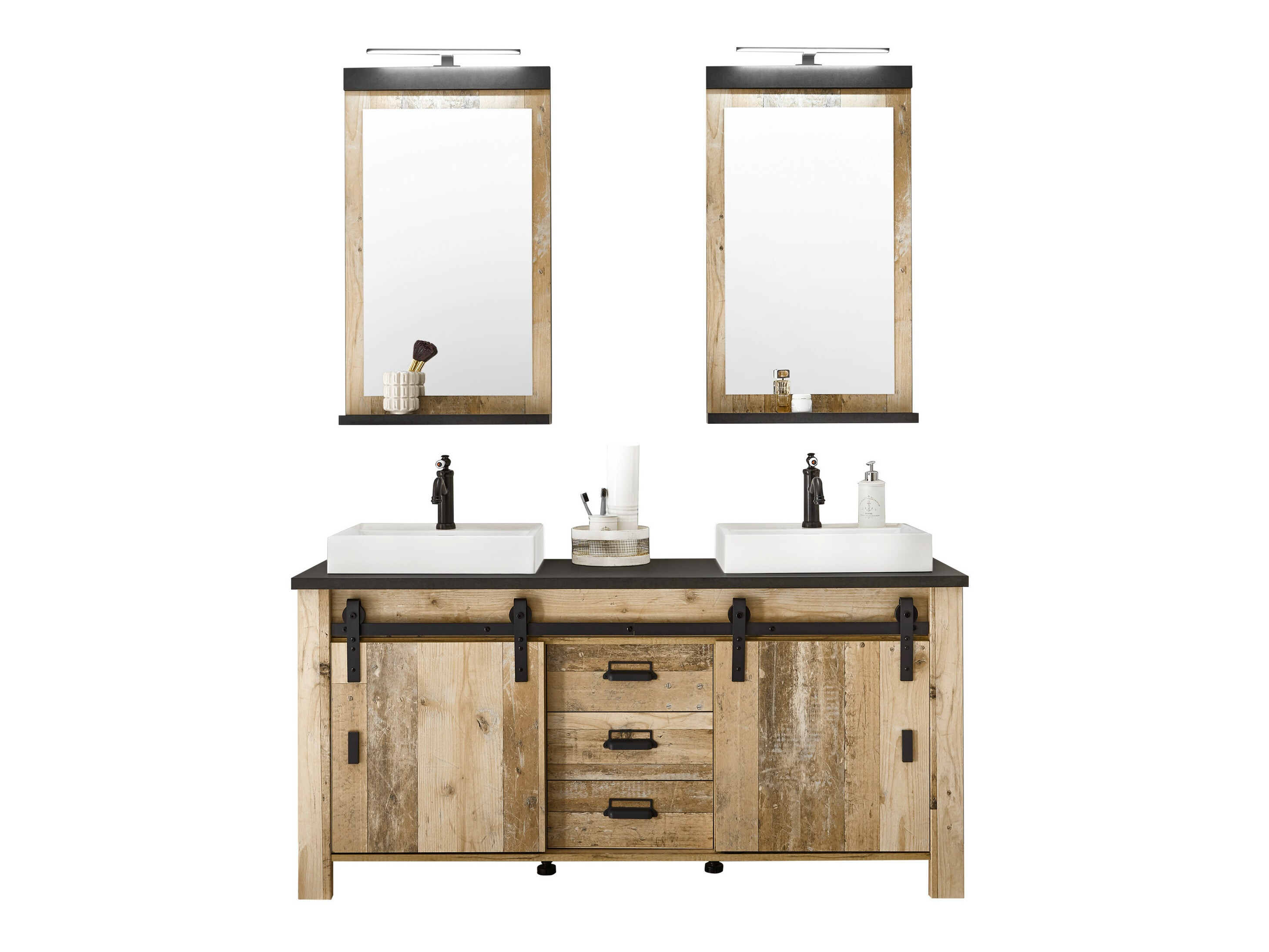 Kupaonski namještaj Cirtale 137 (Starinsko drvo + Antracit)