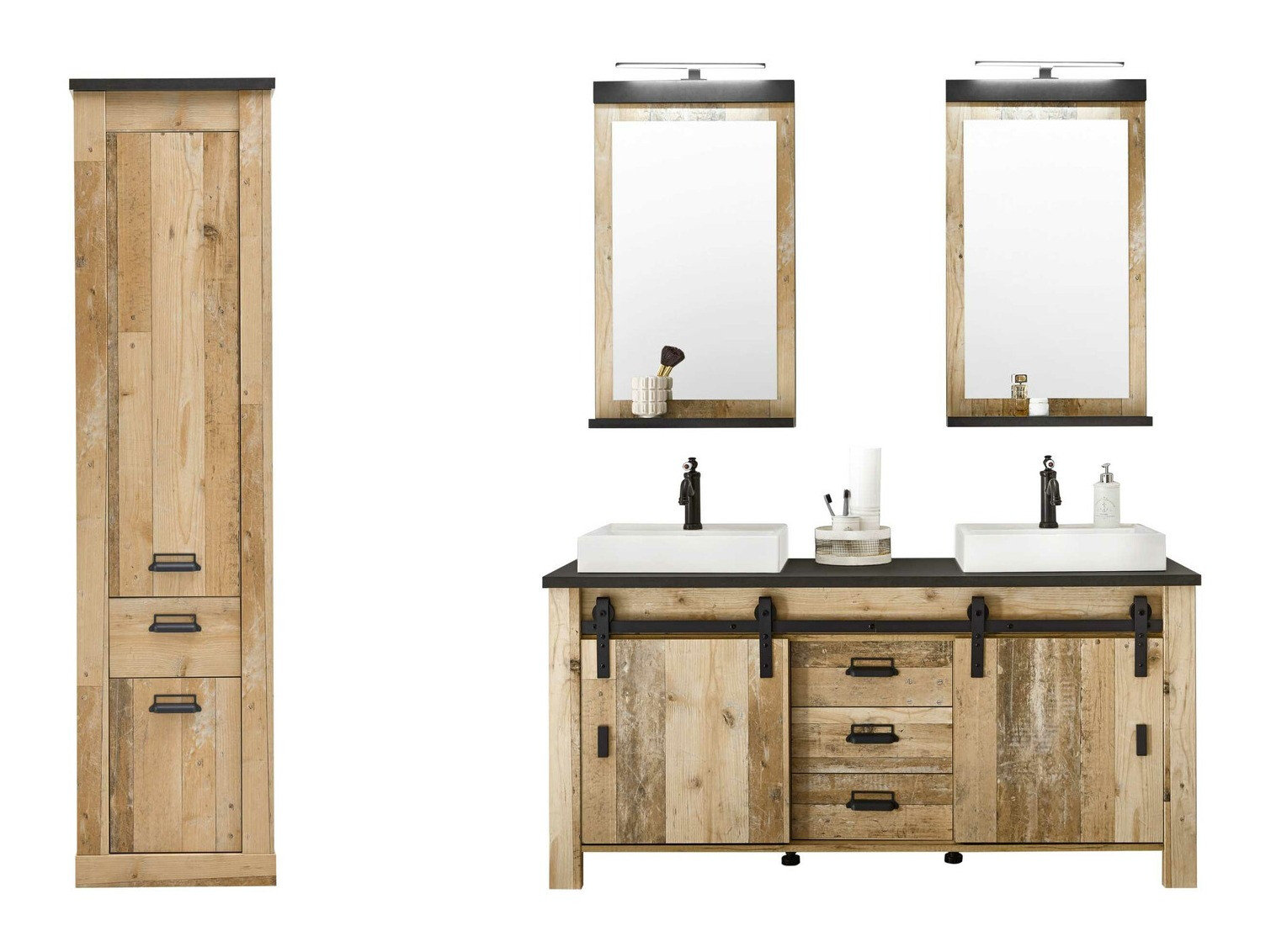 Kupaonski namještaj Cirtale 137 (Starinsko drvo + Antracit)