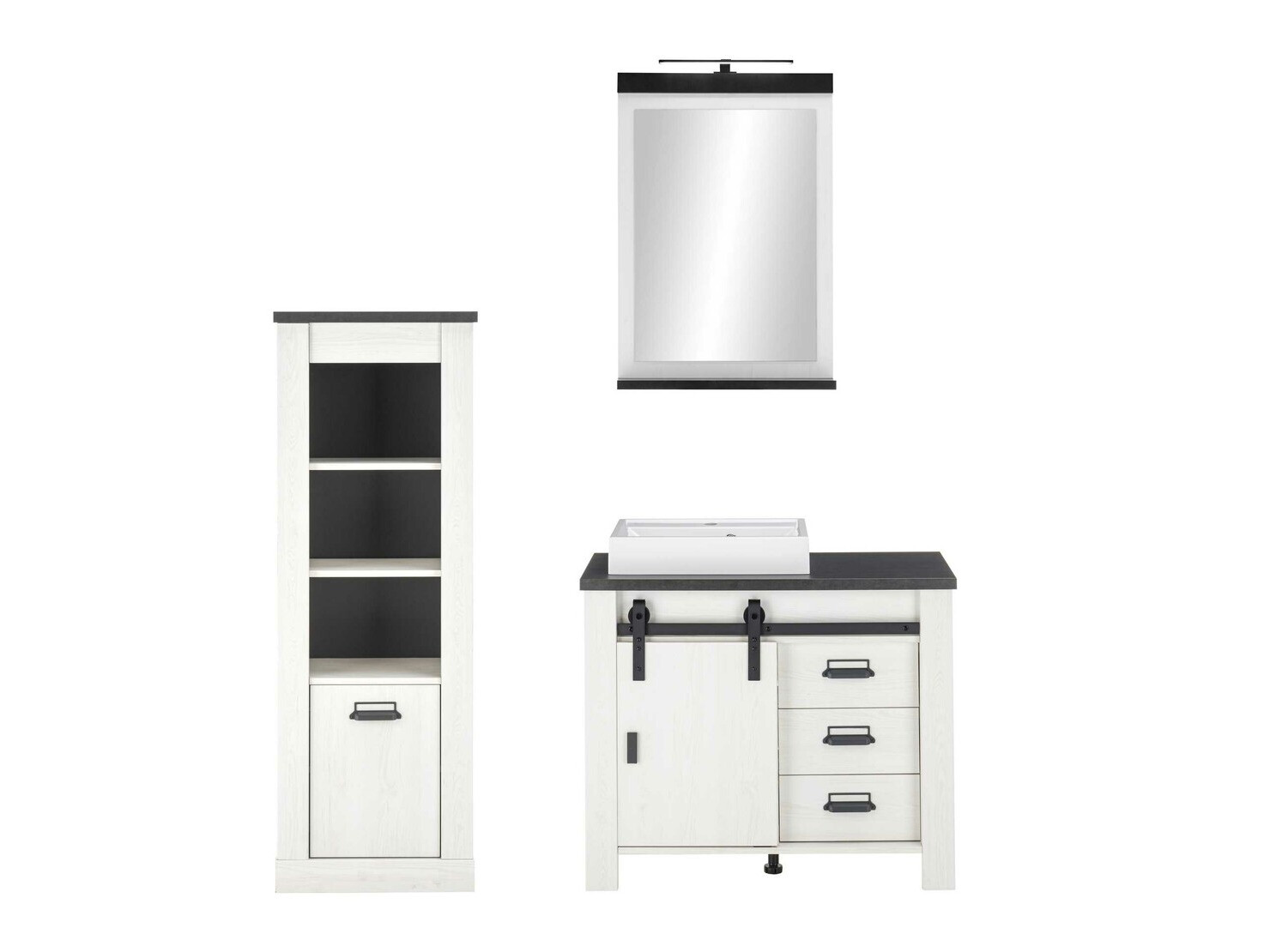 Kupaonski namještaj Cirtale 138 (Bijeljeni bor + Antracit)