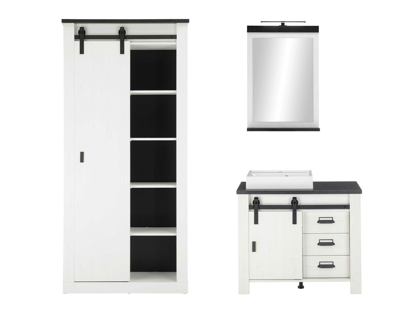 Kupaonski namještaj Cirtale 139 (Izbijeljeni bor + Antracit)