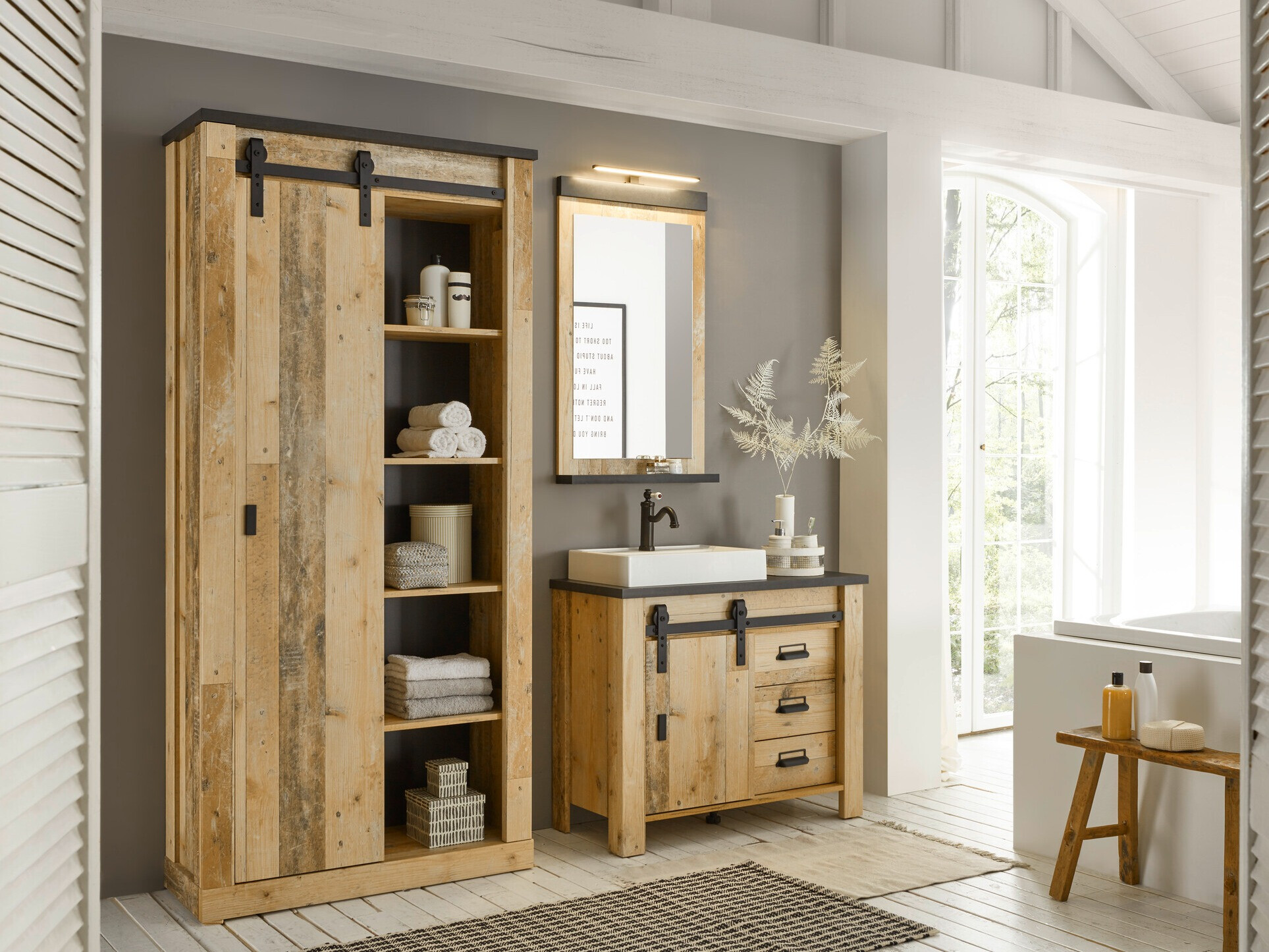 Kupaonski namještaj Cirtale 139 (Starinsko drvo + Antracit)