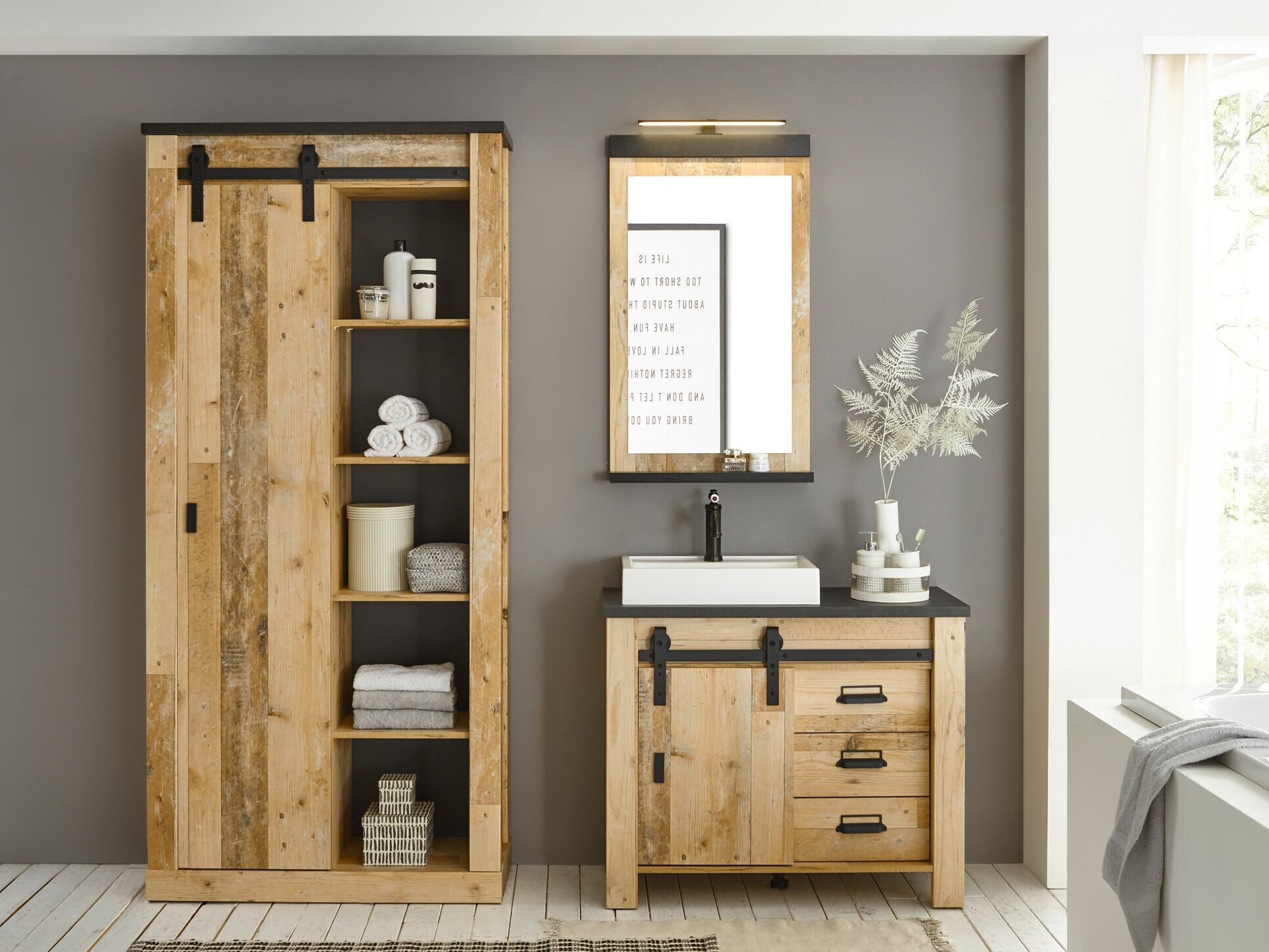 Kupaonski namještaj Cirtale 139 (Starinsko drvo + Antracit)