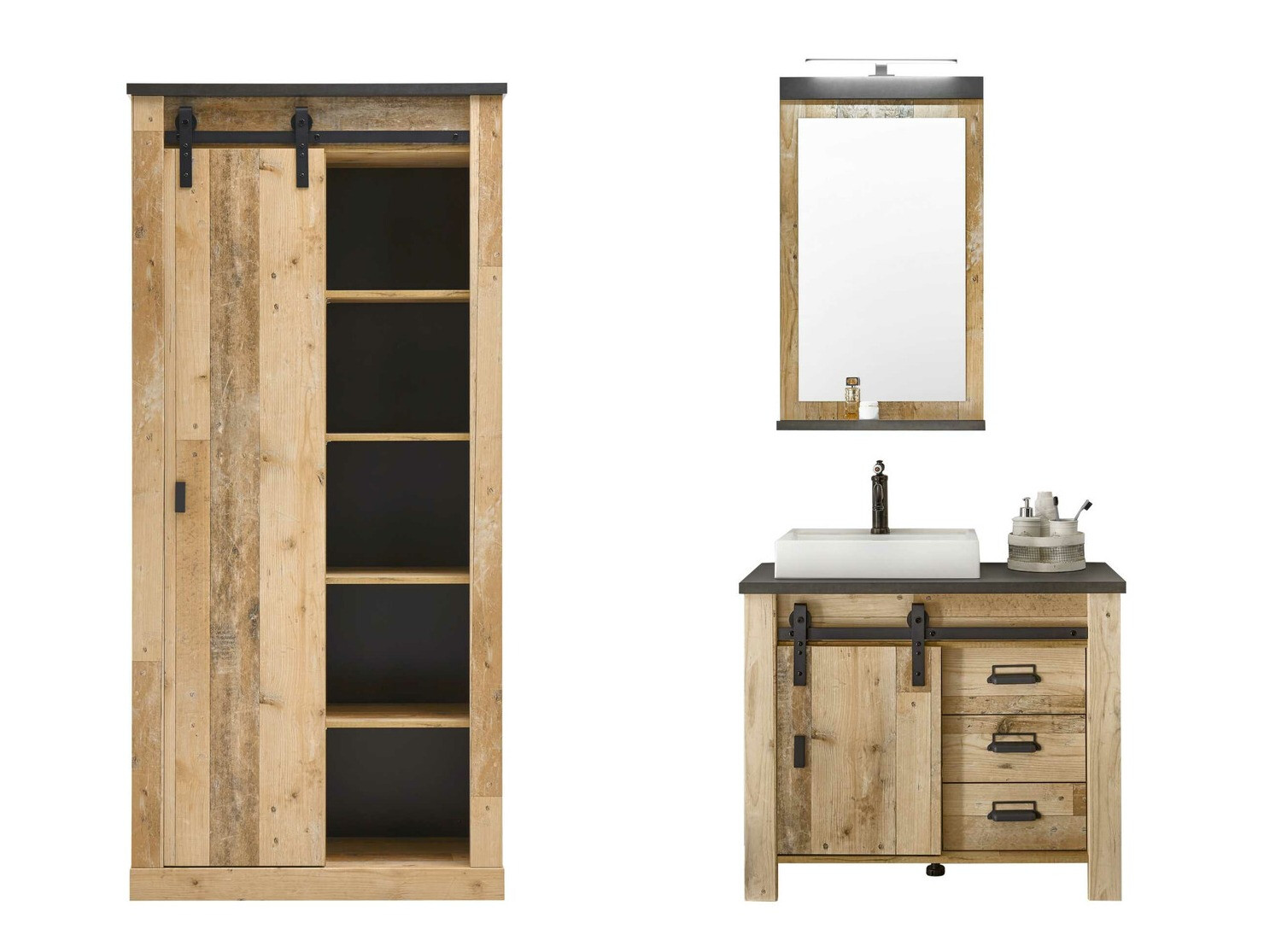 Kupaonski namještaj Cirtale 139 (Starinsko drvo + Antracit)