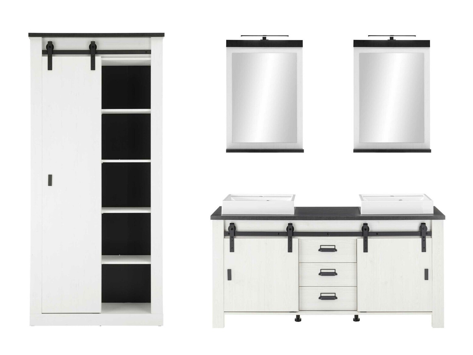 Kupaonski namještaj Cirtale 140 (Bijeljeni bor + Antracit)