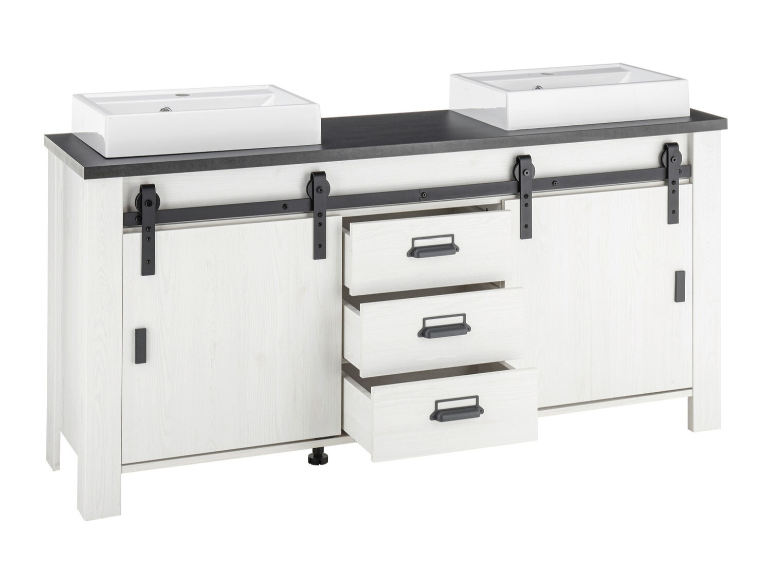 Kupaonski namještaj Cirtale 140 (Izbijeljeni bor + Antracit)