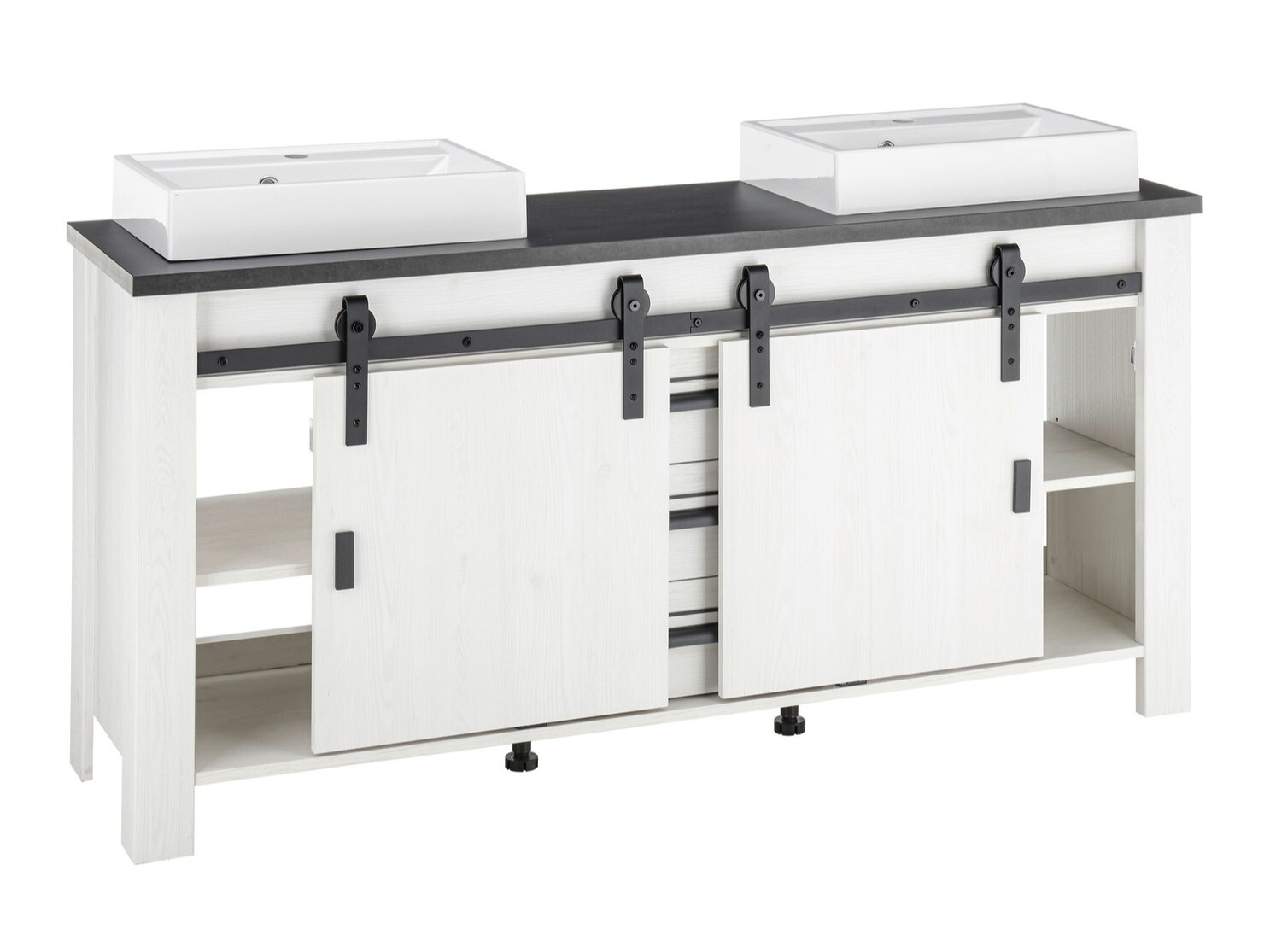 Kupaonski namještaj Cirtale 140 (Izbijeljeni bor + Antracit)