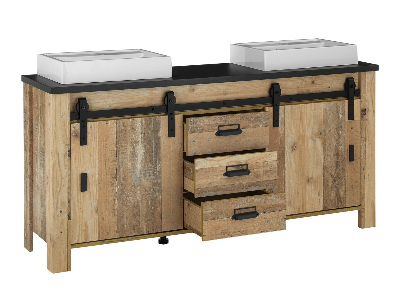 Kupaonski namještaj Cirtale 140 (Starinsko drvo + Antracit)