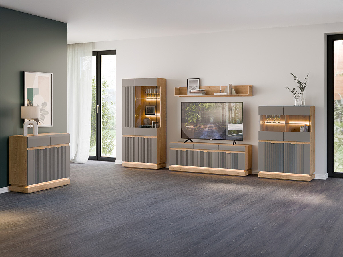 Polica Teselbu 111 (Siva + Hrast)