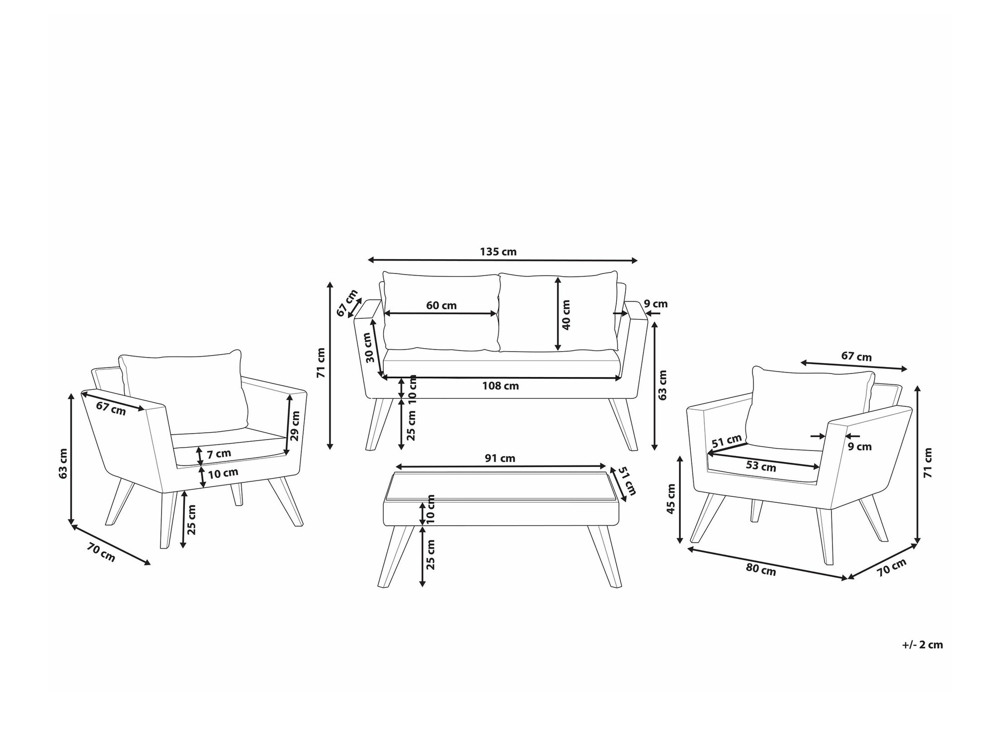 Set vrtnog namještaja Berwyn 2626 (Svijetlo smeđa + Bijela)