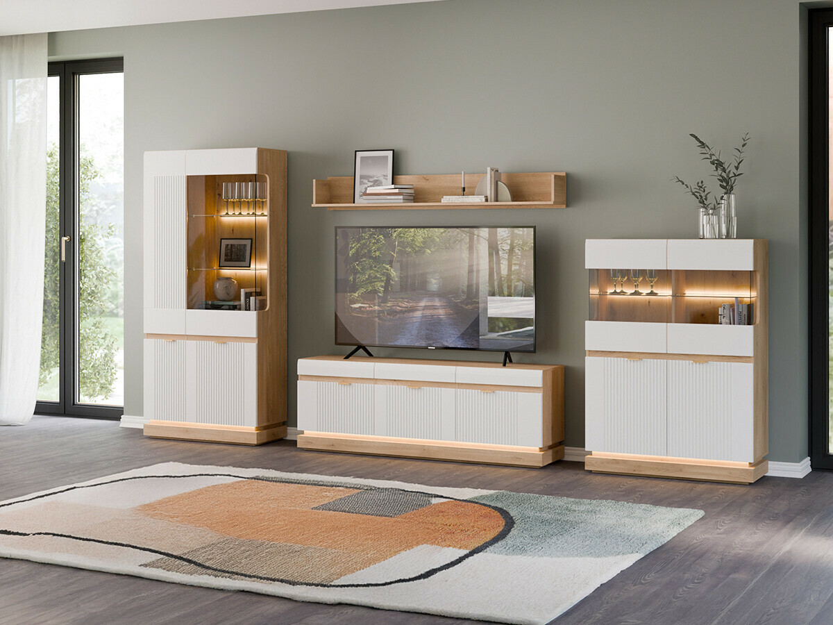 Set za dnevni boravak Teselbu 116 (Bijela + Hrast)