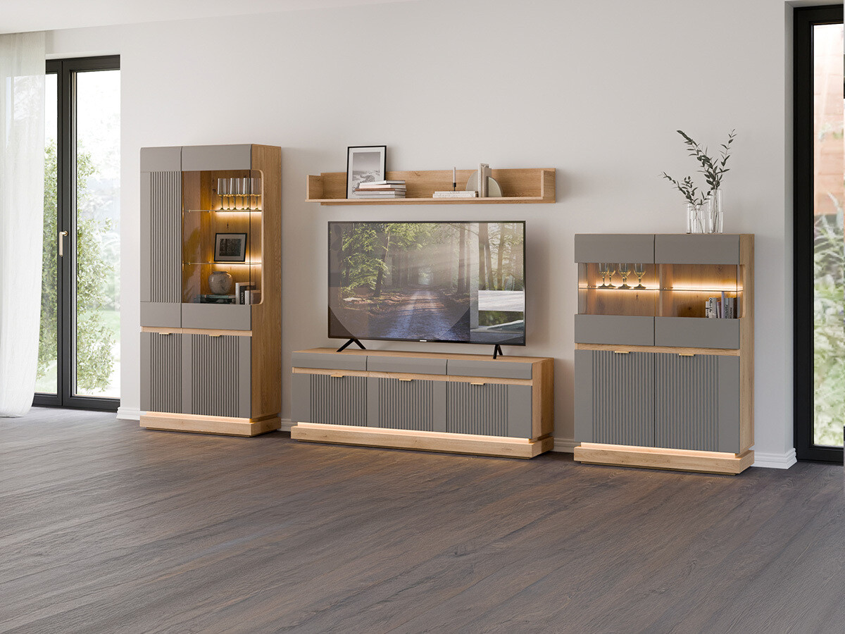 Set za dnevni boravak Teselbu 116 (Siva + Hrast)