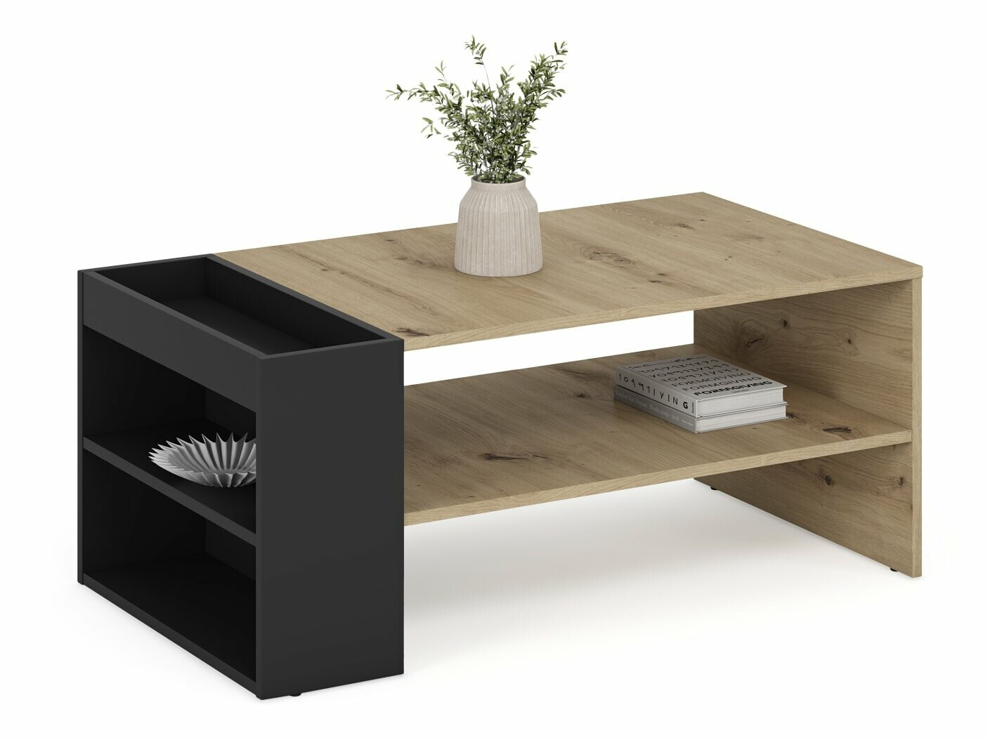 Stolić za kavu Houston 1946 (Crna + Hrast Artisan)