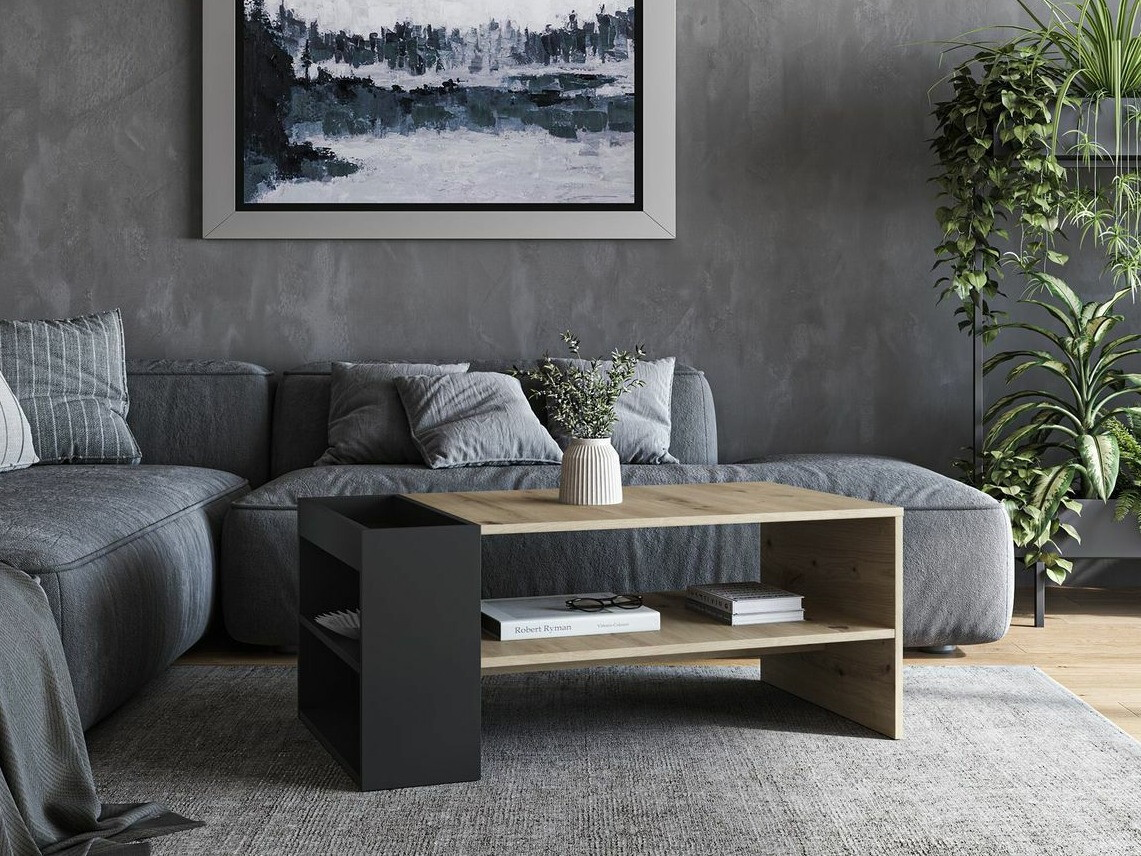 Stolić za kavu Houston 1946 (Crna + Hrast Artisan)