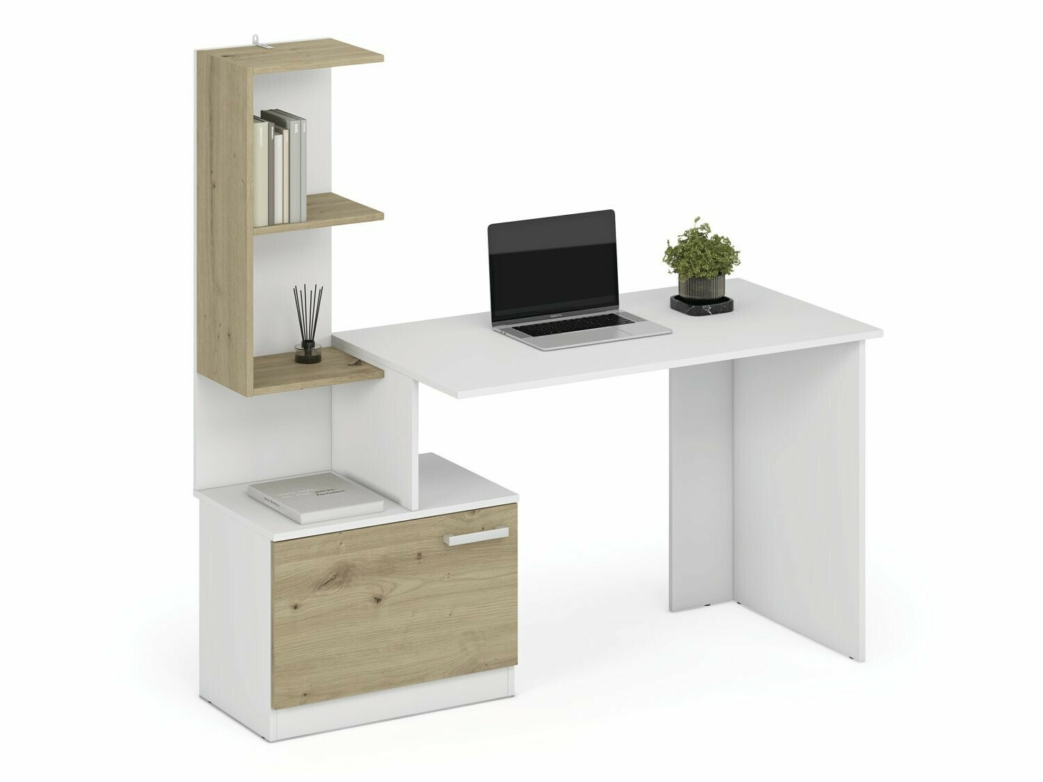 Uredski stol Houston 1948 (Bijela + Hrast Artisan)