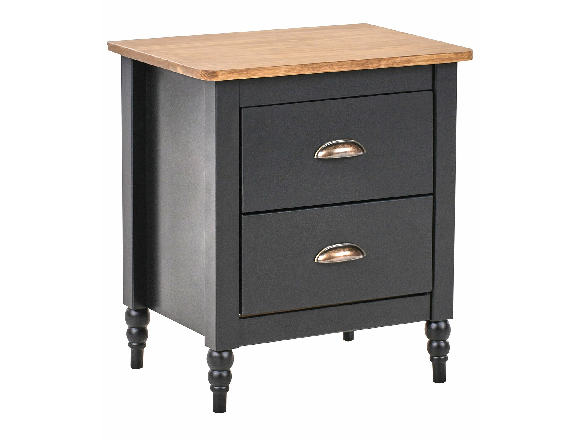 Noćni ormarić Berwyn 2481 (Crna + Svijetlo drvo)