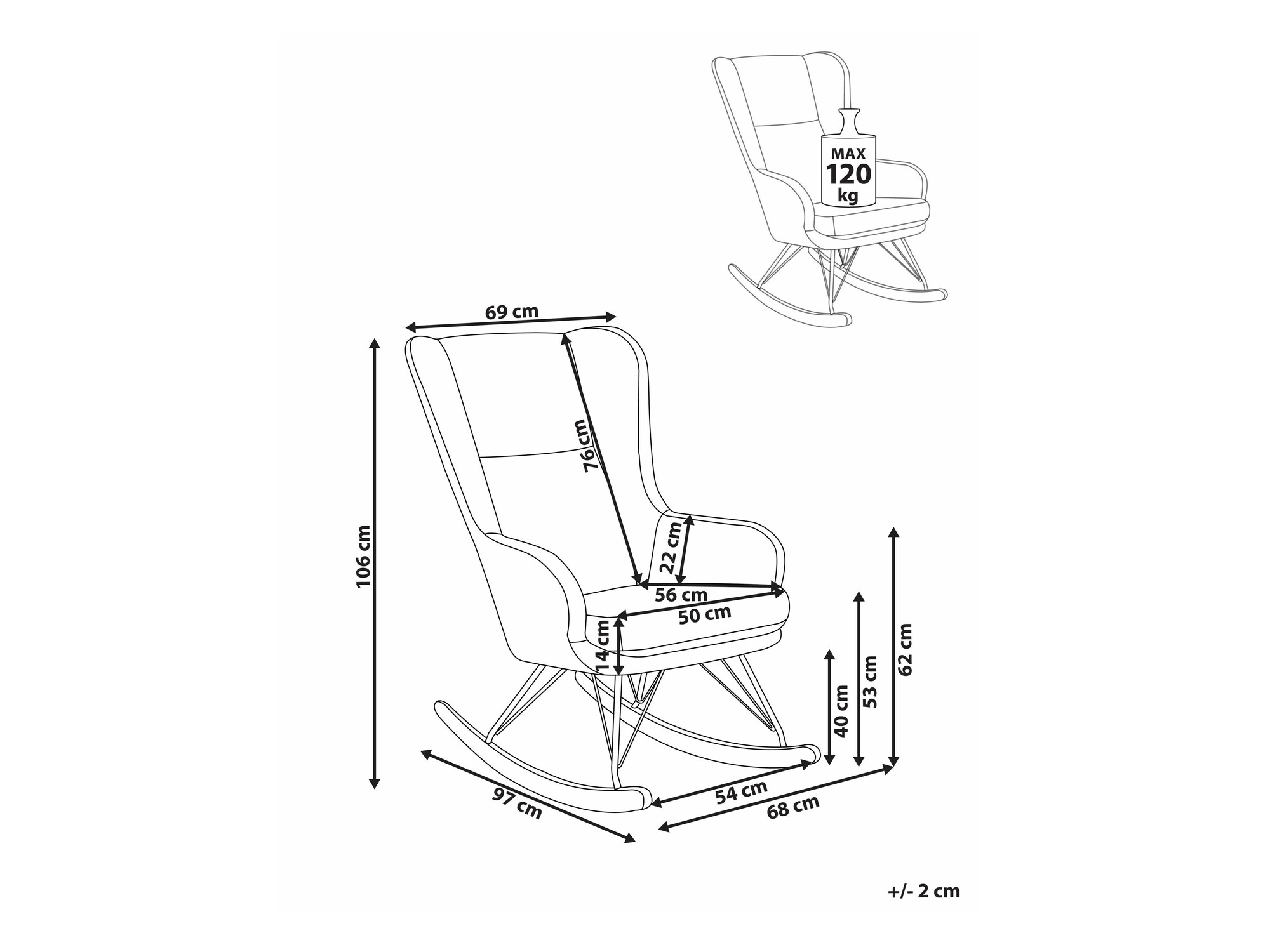 Stolica za ljuljanje Berwyn 2649 (Bijela)