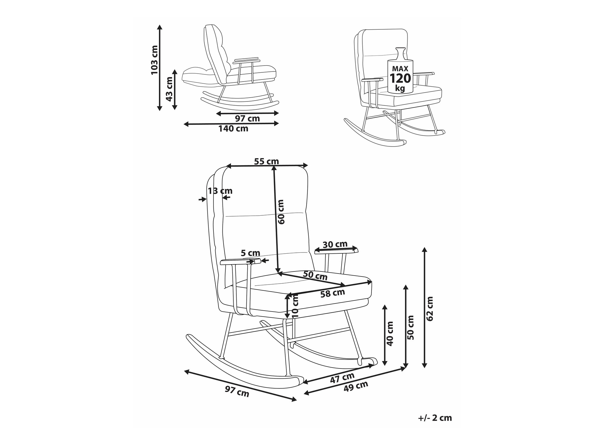 Stolica za ljuljanje Berwyn 2651 (Bijela)