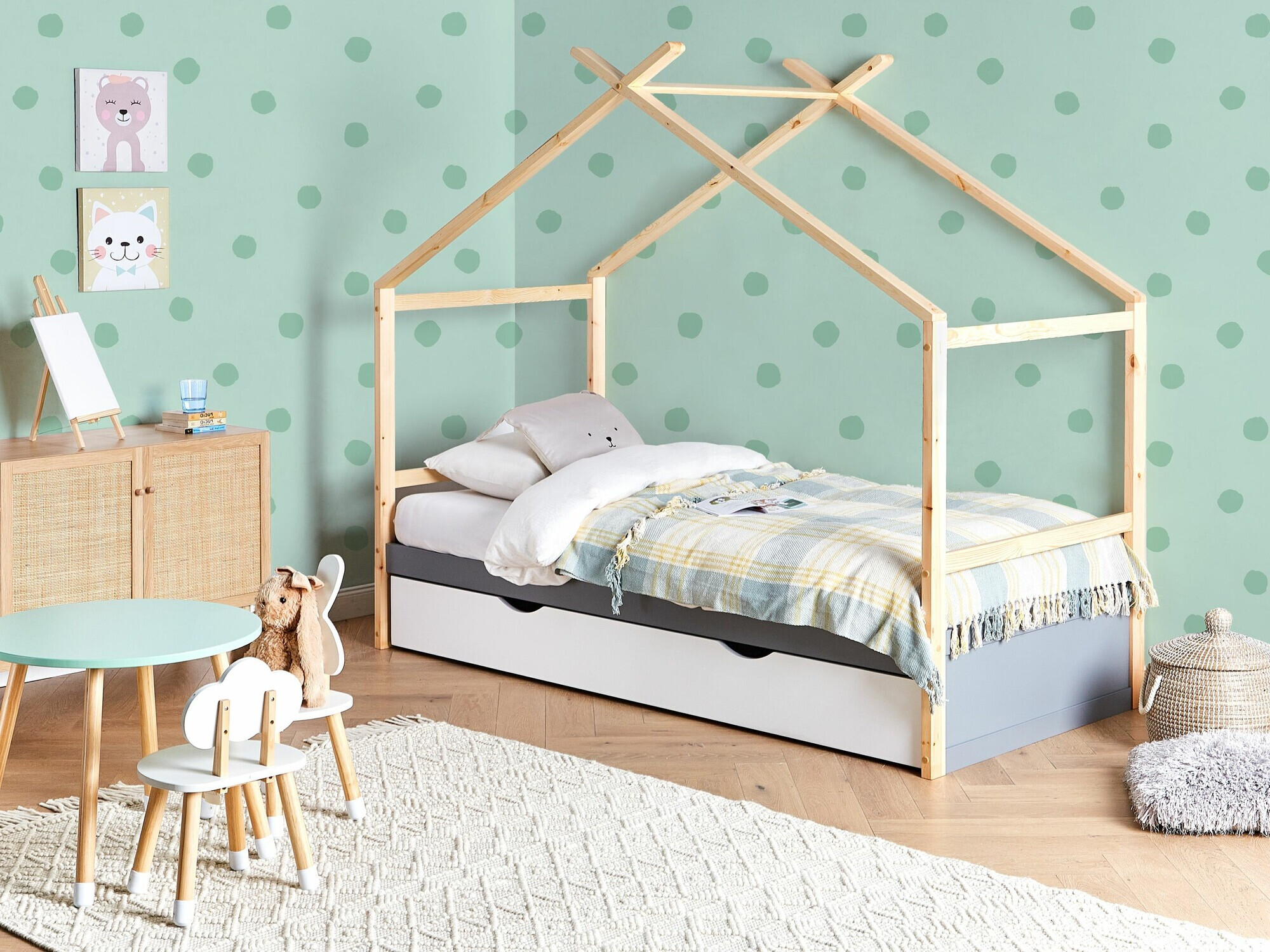 Krevet Berwyn 2652 (Siva + Svijetlo drvo)