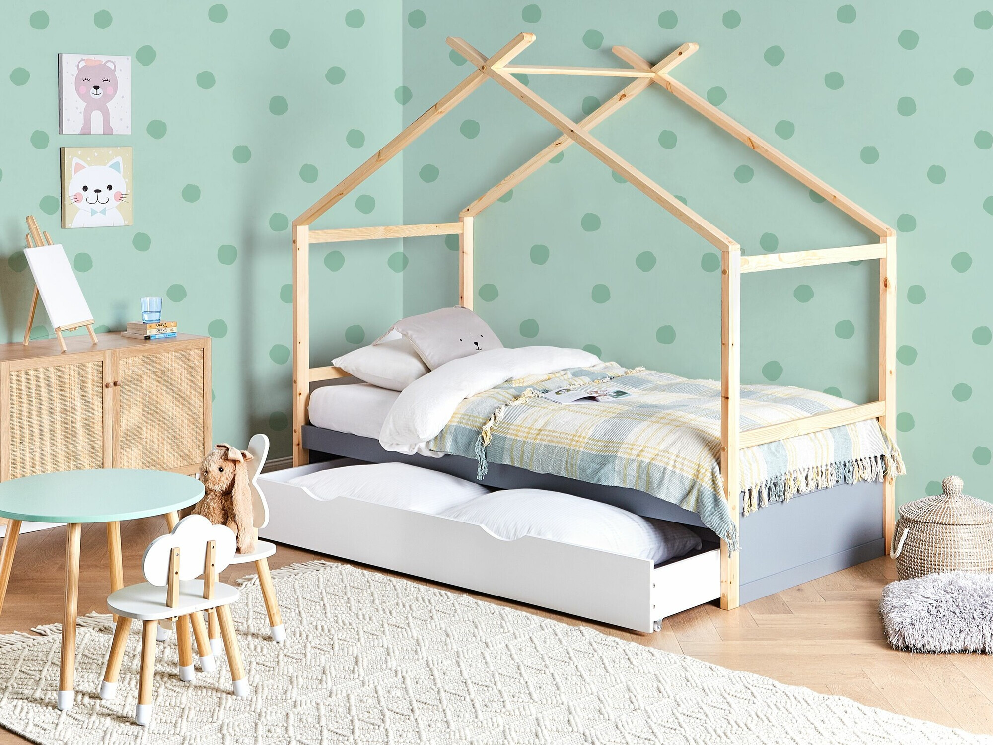 Krevet Berwyn 2652 (Siva + Svijetlo drvo)