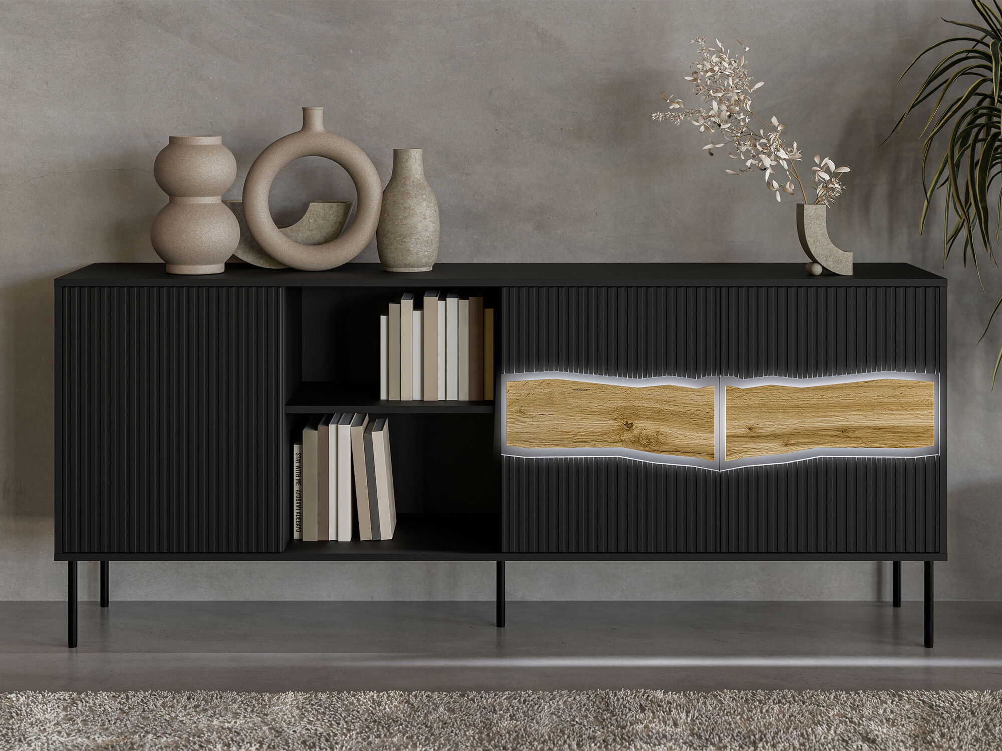 Ormarić Monevare 101 (Crna + Hrast Wotan)