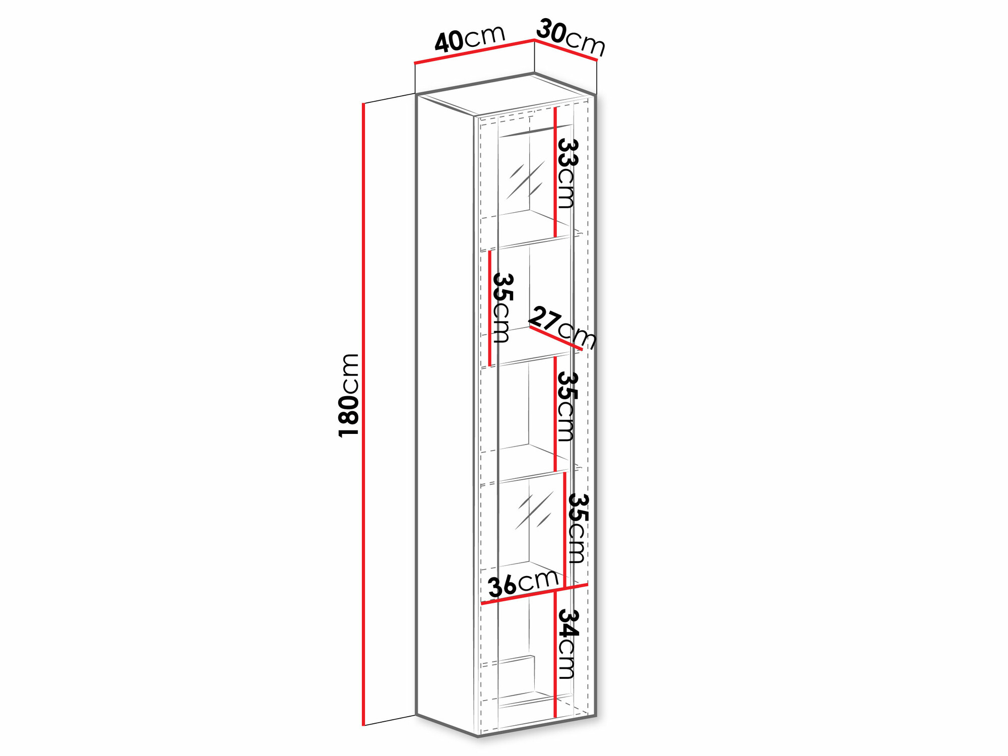 Zidna polica Vilrin IV (Bijela + Sjajno bijela)